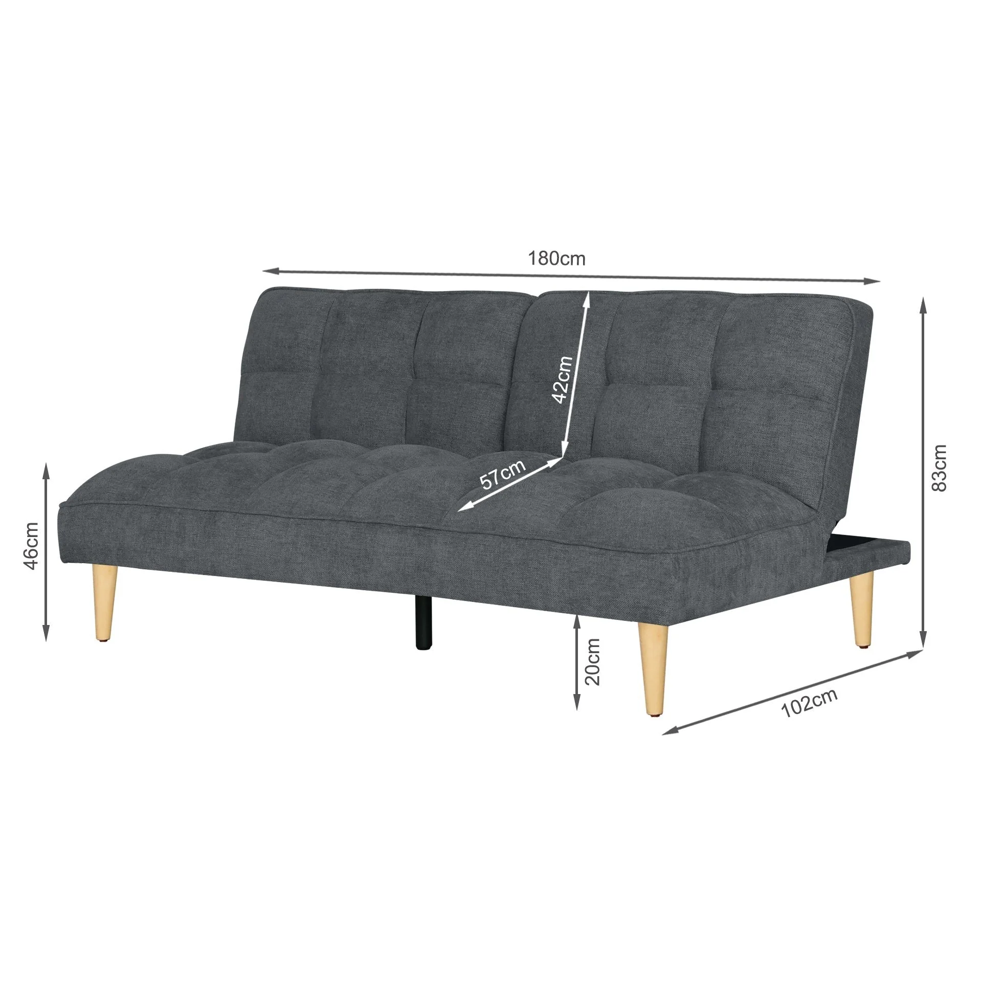 Barton 3 Seater Sofa Bed - Dark Grey - Image 17