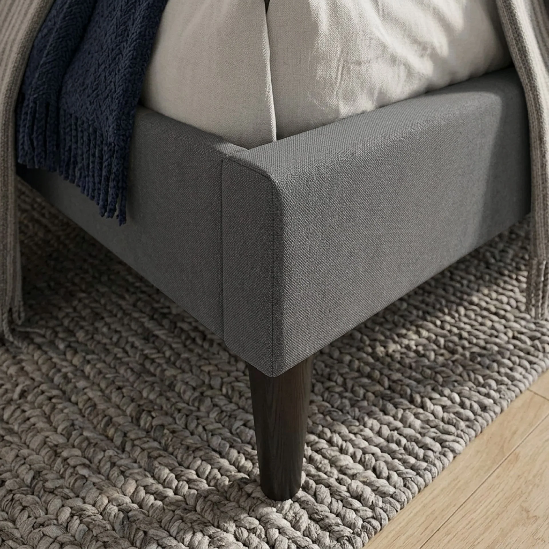 Bassie Queen Bed Frame - Light Grey - Image 5