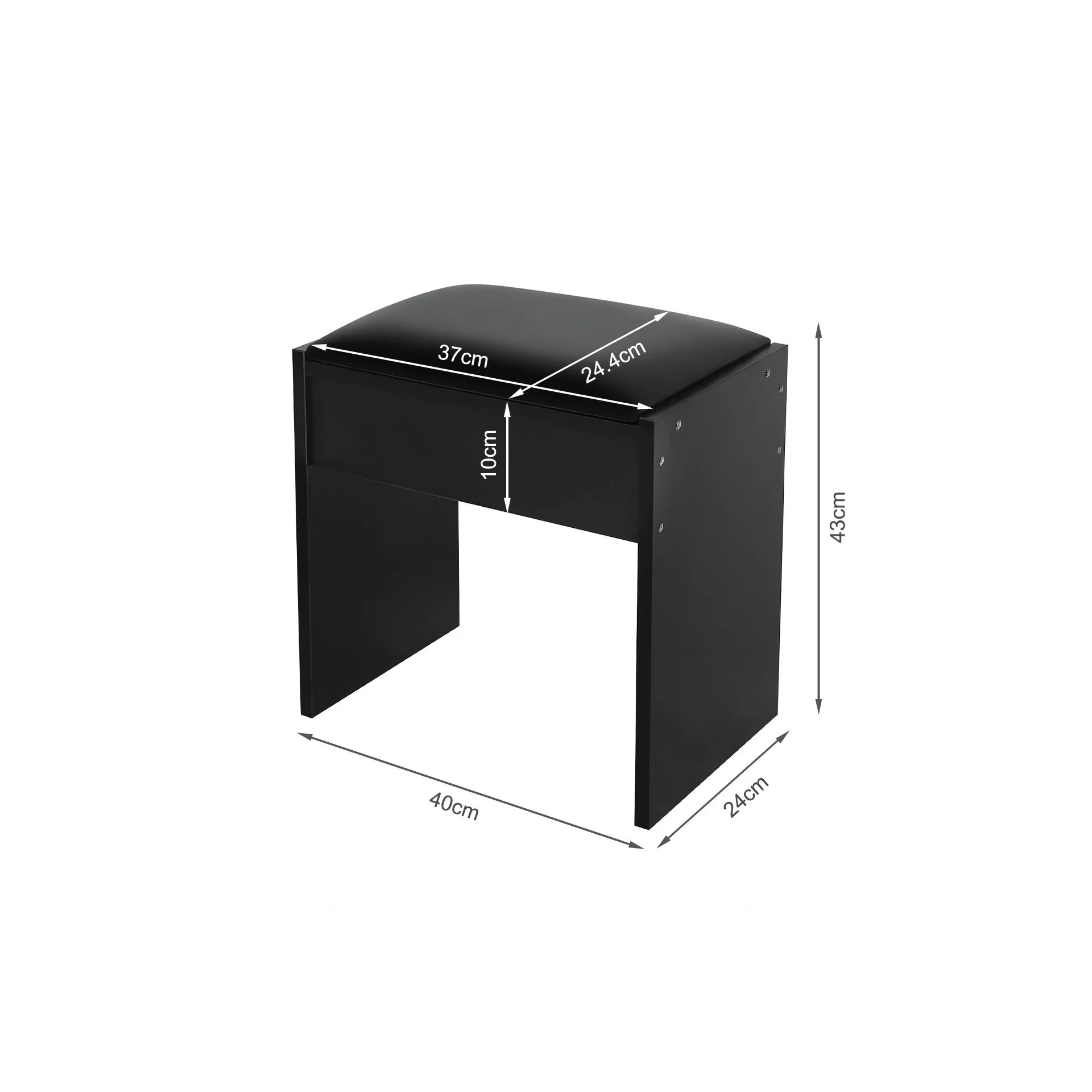 Begonia 2 Piece Dressing Table with Mirror & Stool Set - Black - Image 14