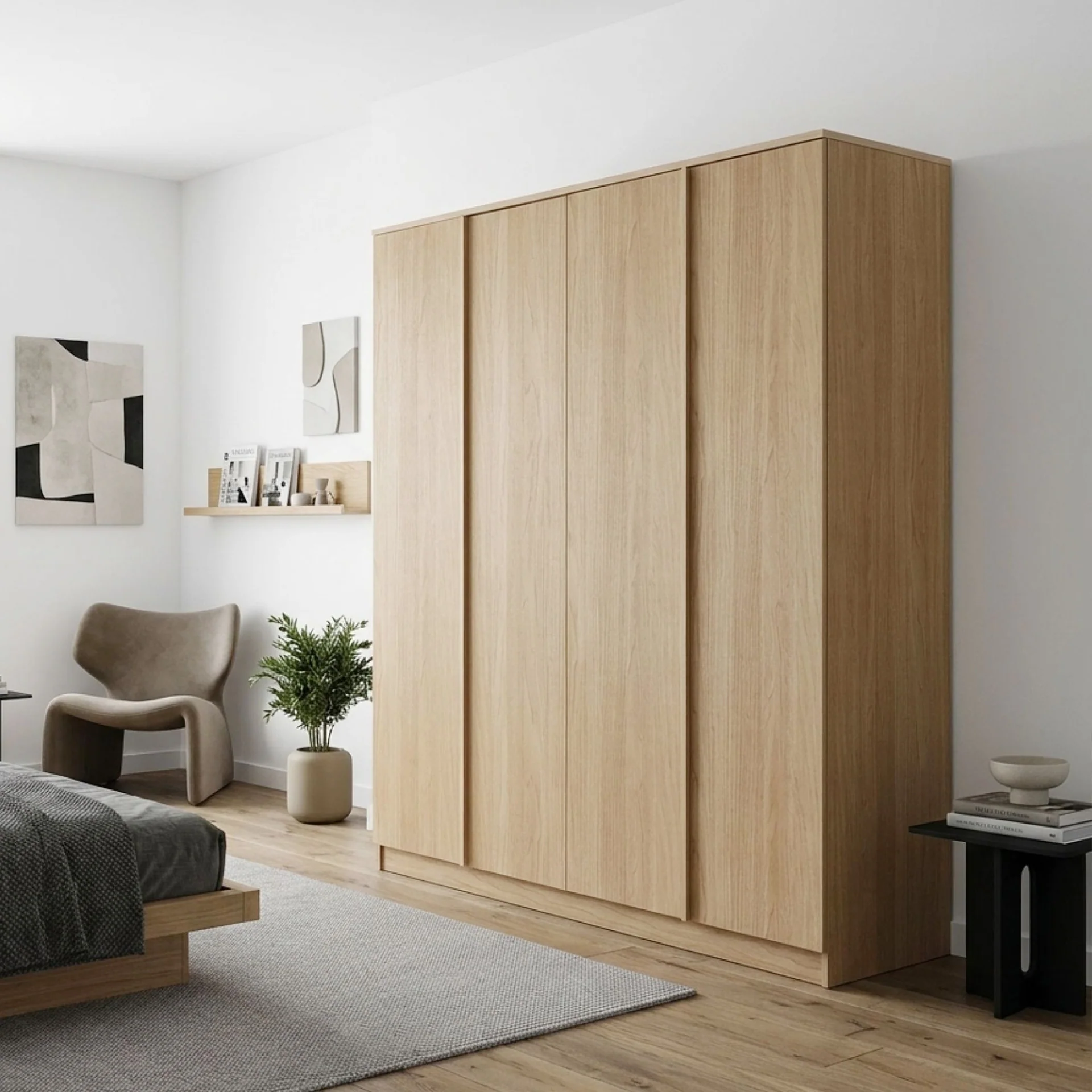 Benny 4 Door Wardrobe - Light Teak - Image 4
