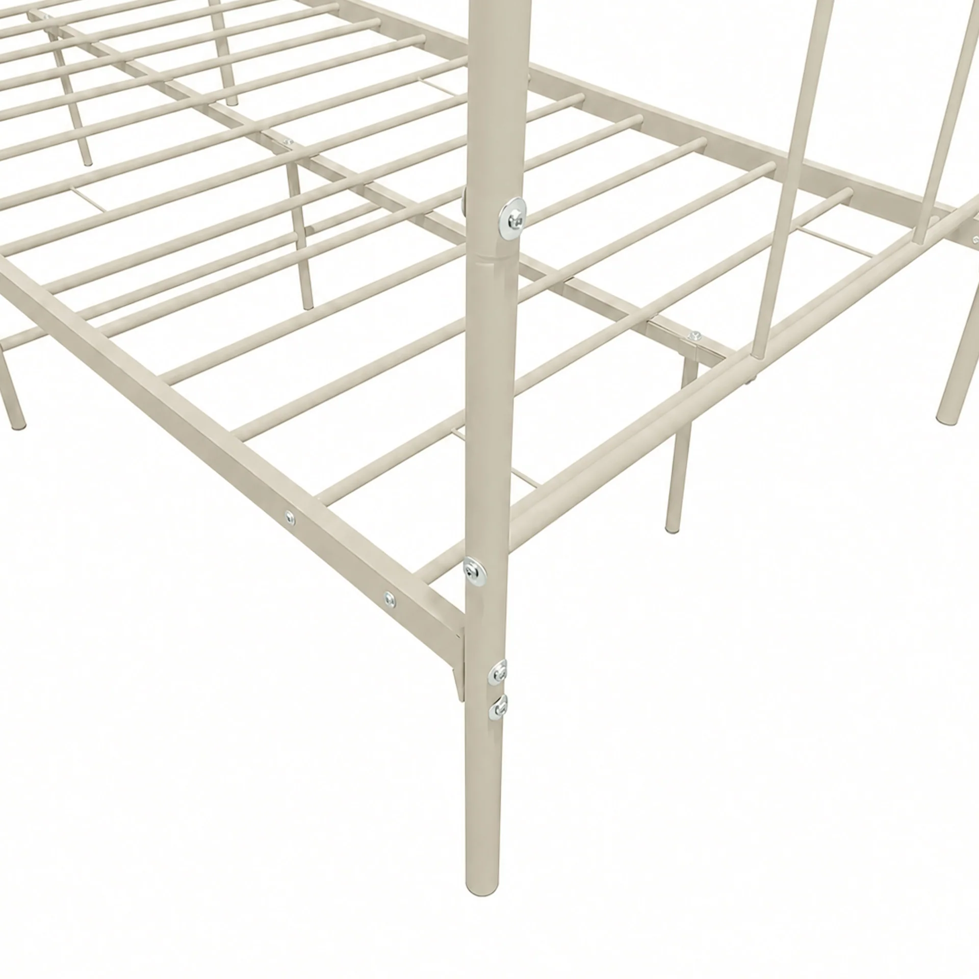 Bolt King Single Metal Bed Frame - Light Khaki - Image 12