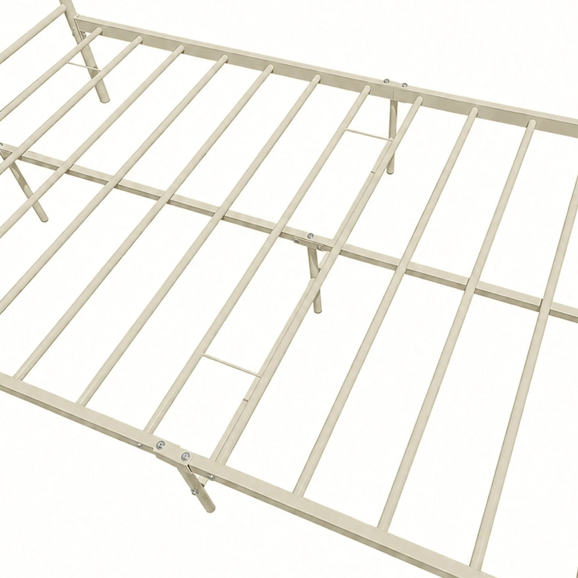 Bolt King Single Metal Bed Frame - Light Khaki - Image 15