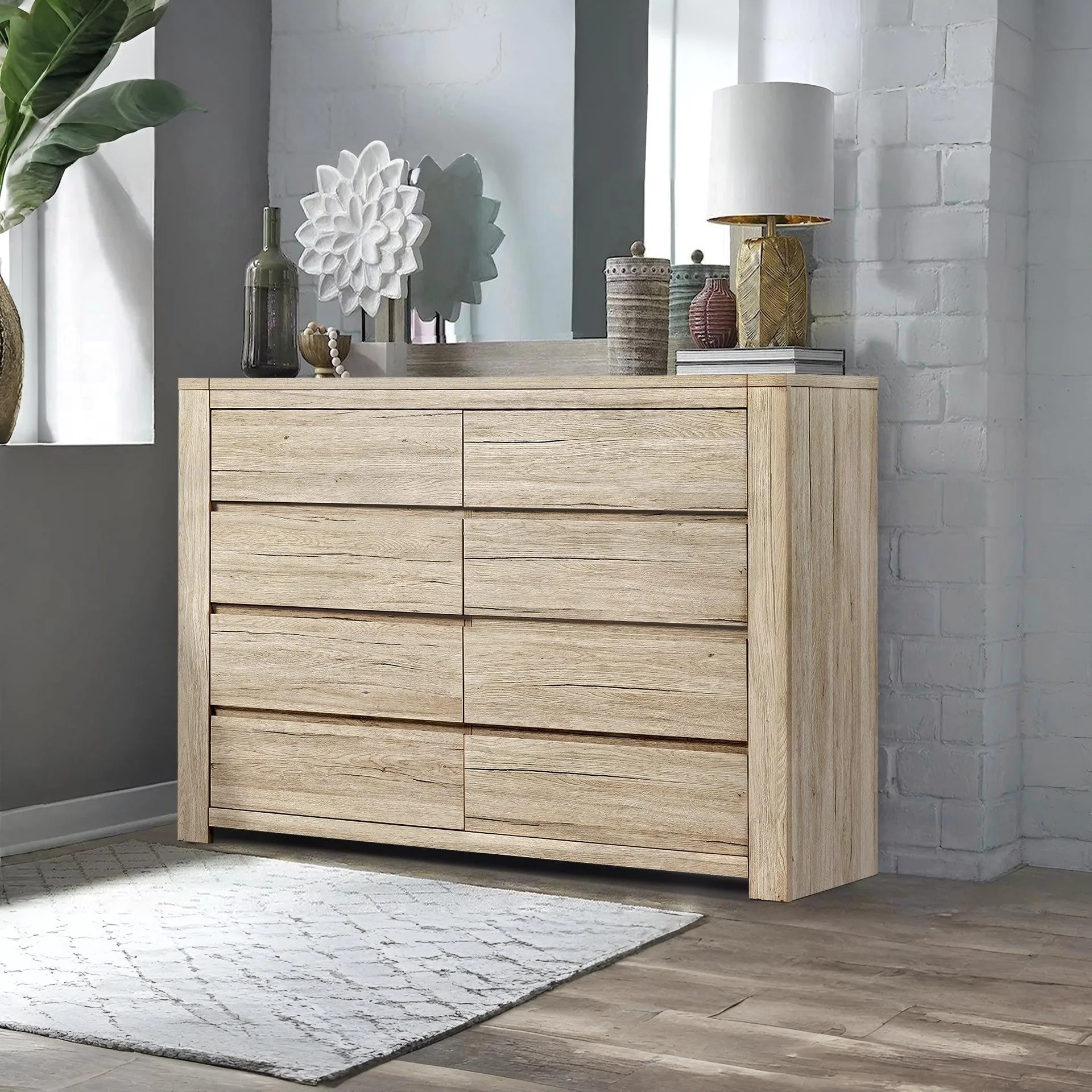 Borneo 8 Drawers Lowboy - Oak - Image 3