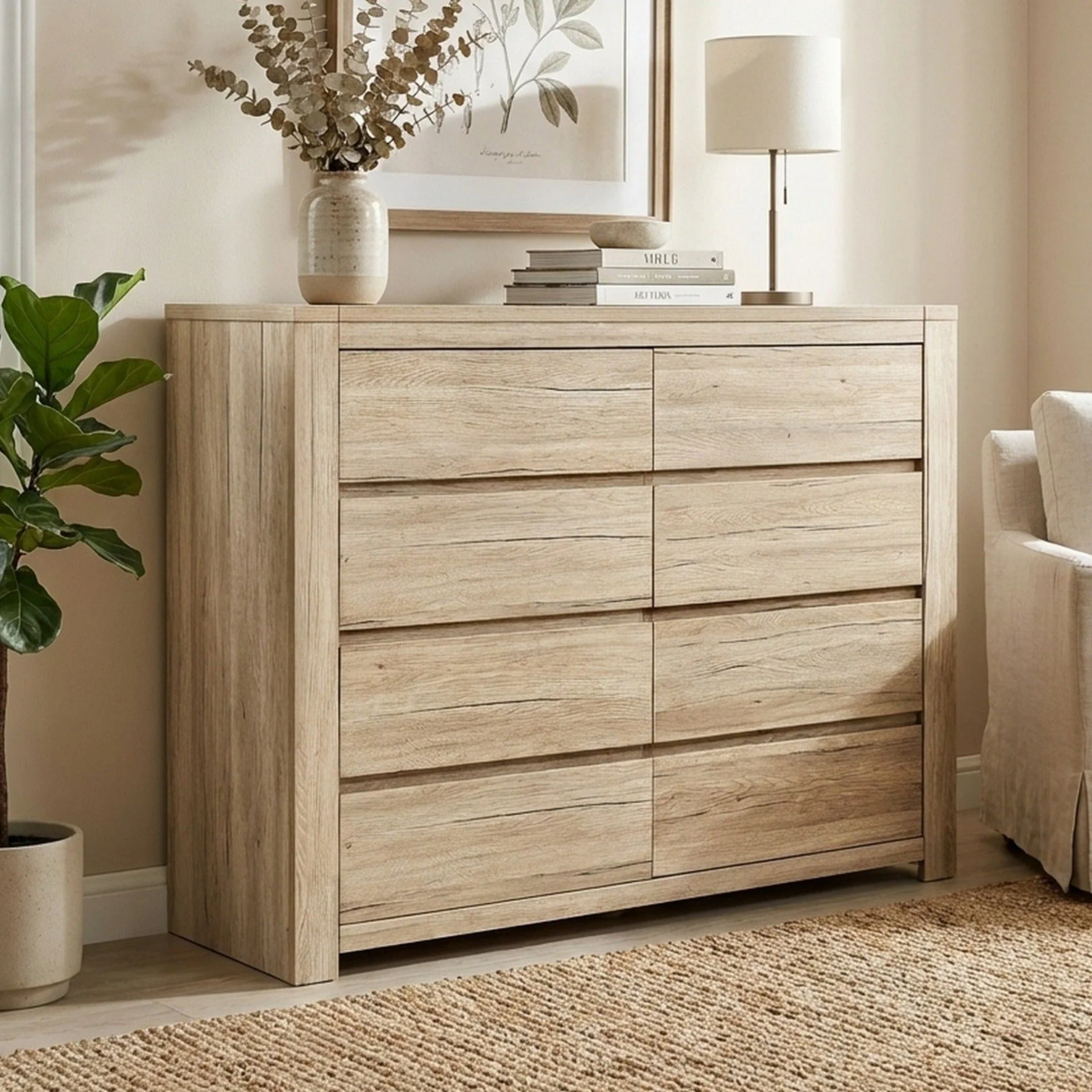 Borneo 8 Drawers Lowboy - Oak - Image 4