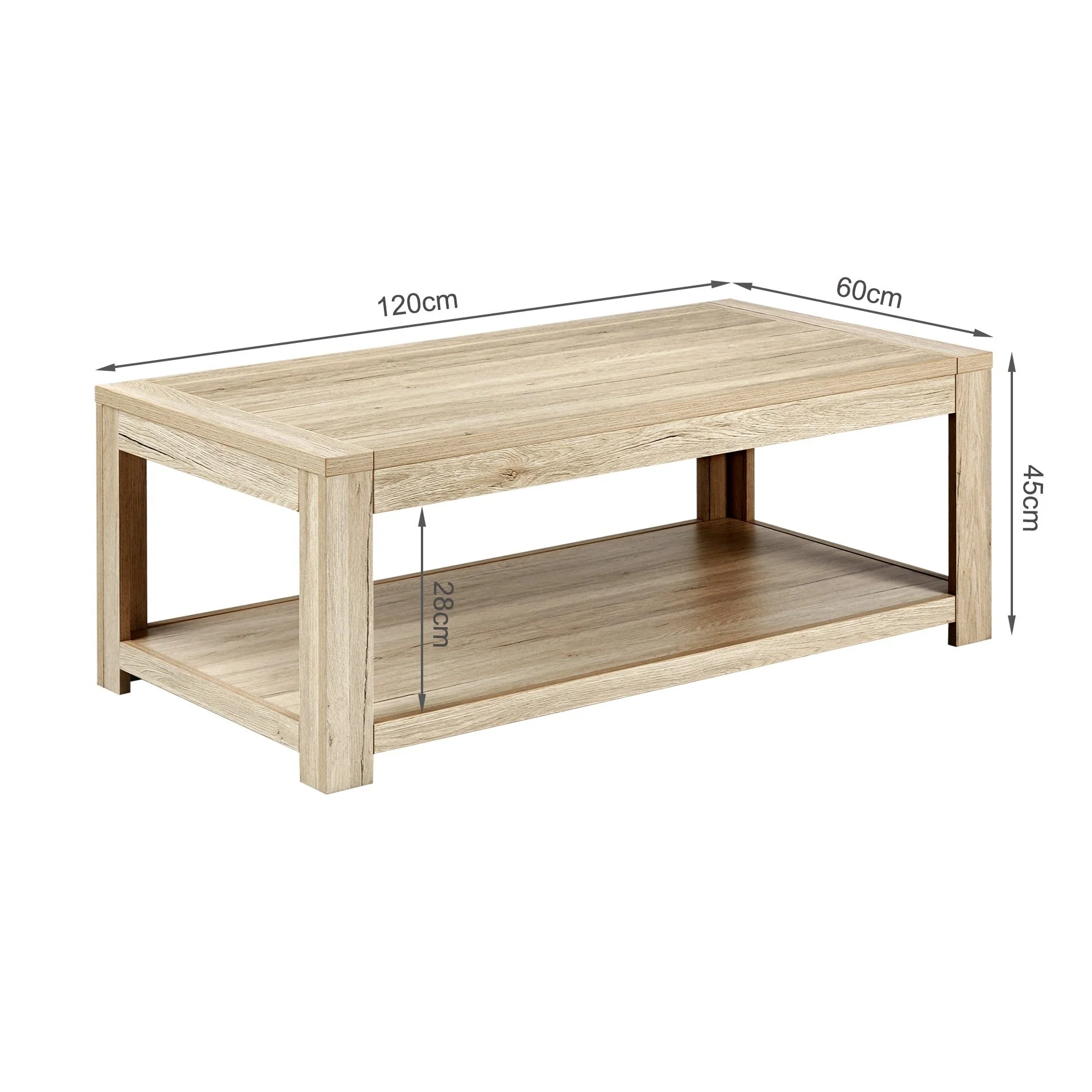 Borneo Wooden Coffee Table - Oak - Image 12