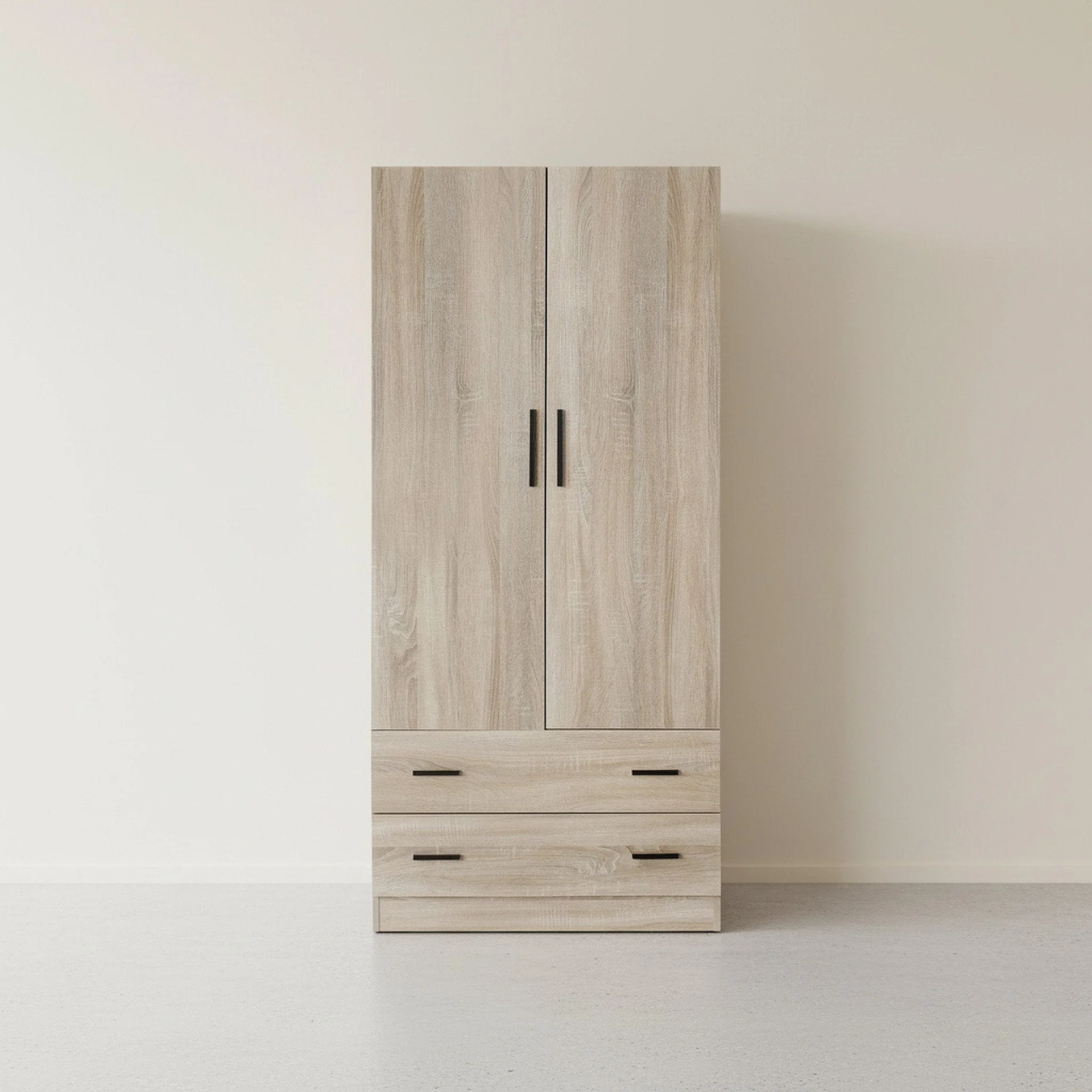 Bram 2 Door Wardrobe with 2 Drawers - Oak - Image 4