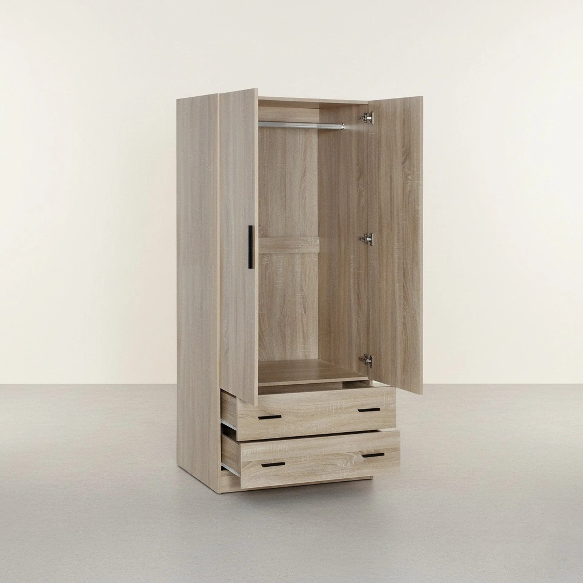 Bram 2 Door Wardrobe with 2 Drawers - Oak - Image 5