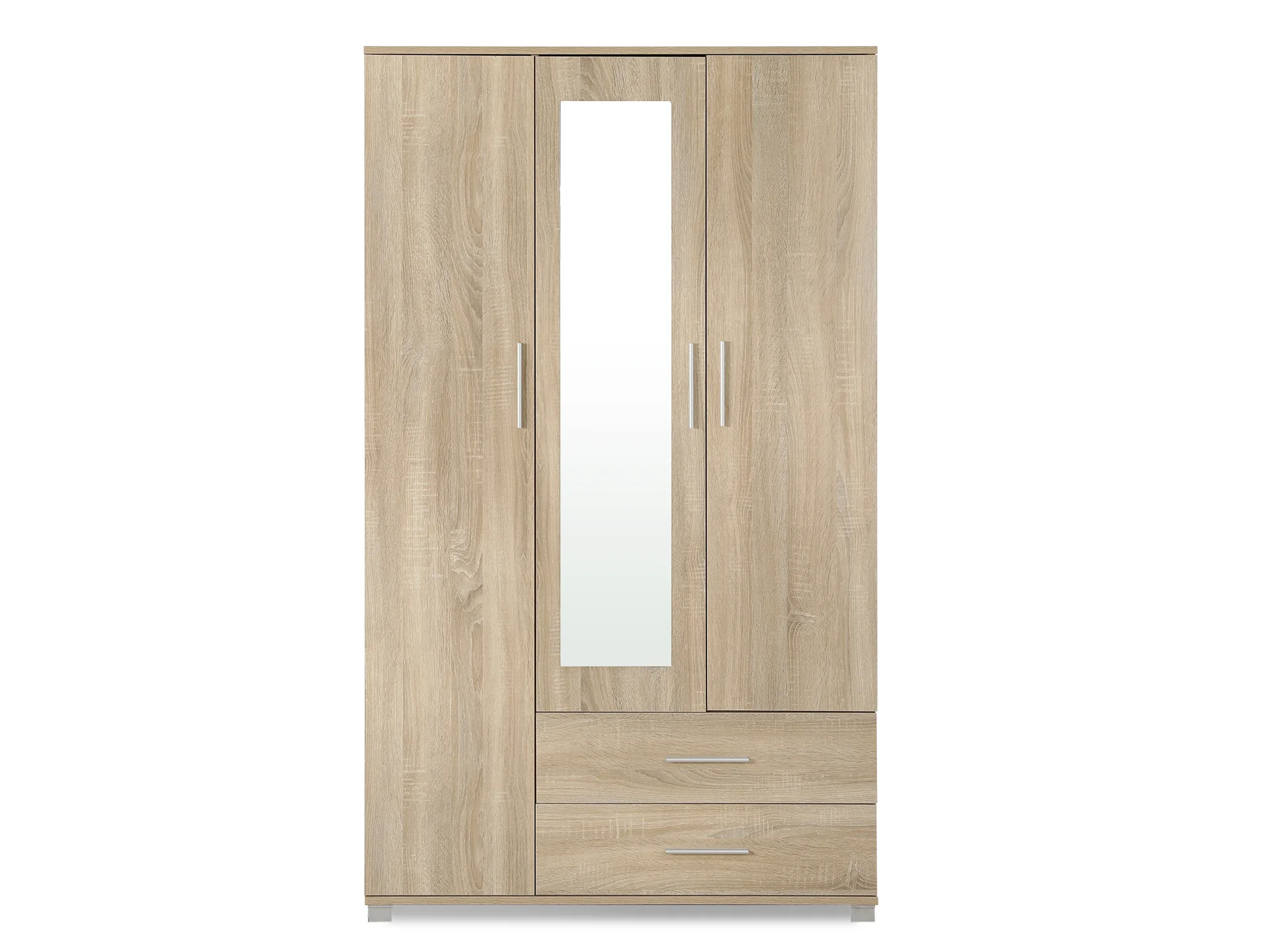 Bram 3 Door Wardrobe Cabinet with Mirror - Oak - Image 3
