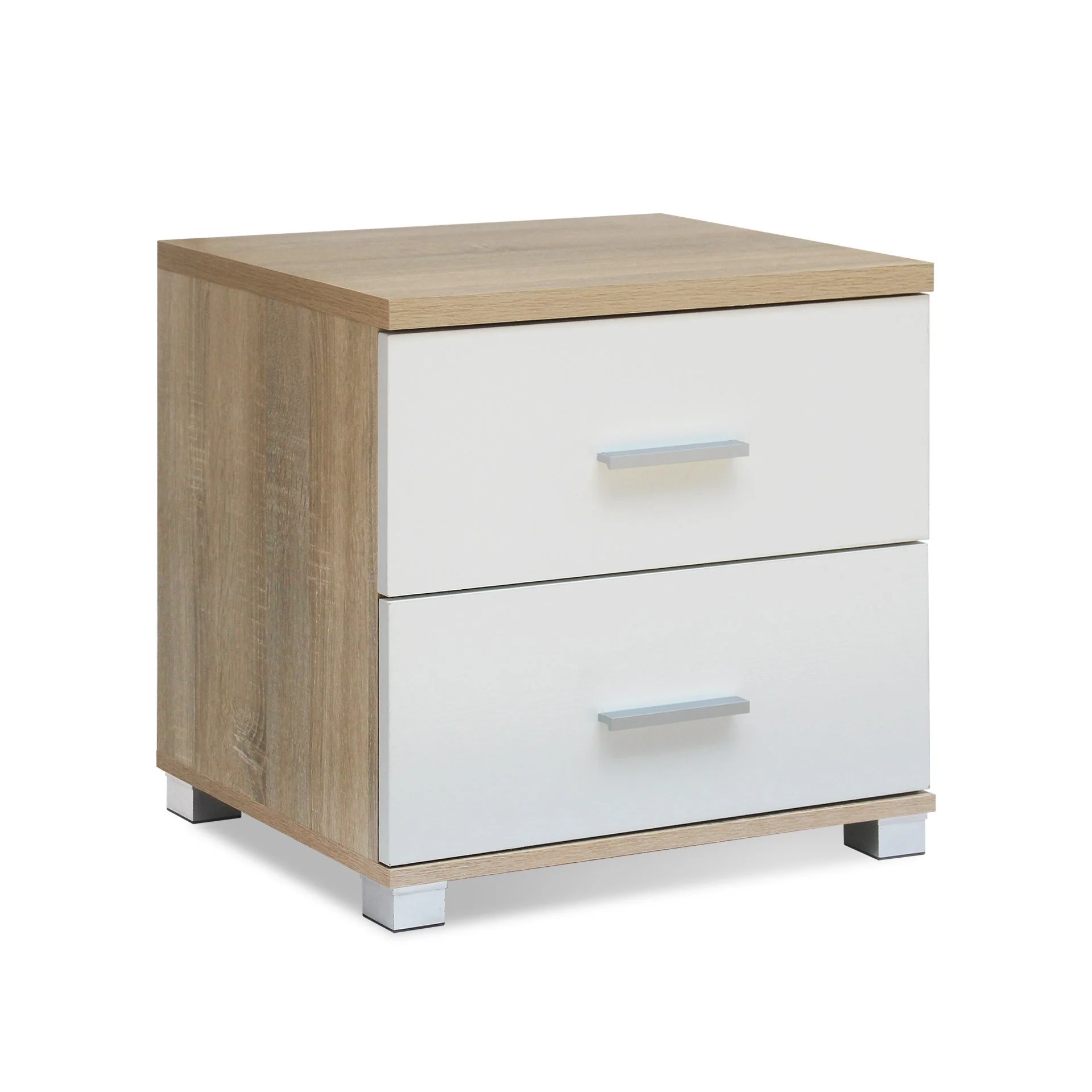 Bram Bedside Table - Oak + White - Image 4