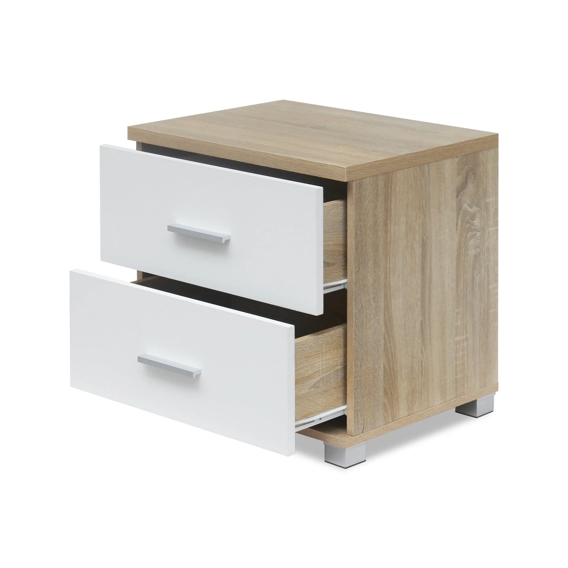 Bram Bedside Table - Oak + White - Image 6