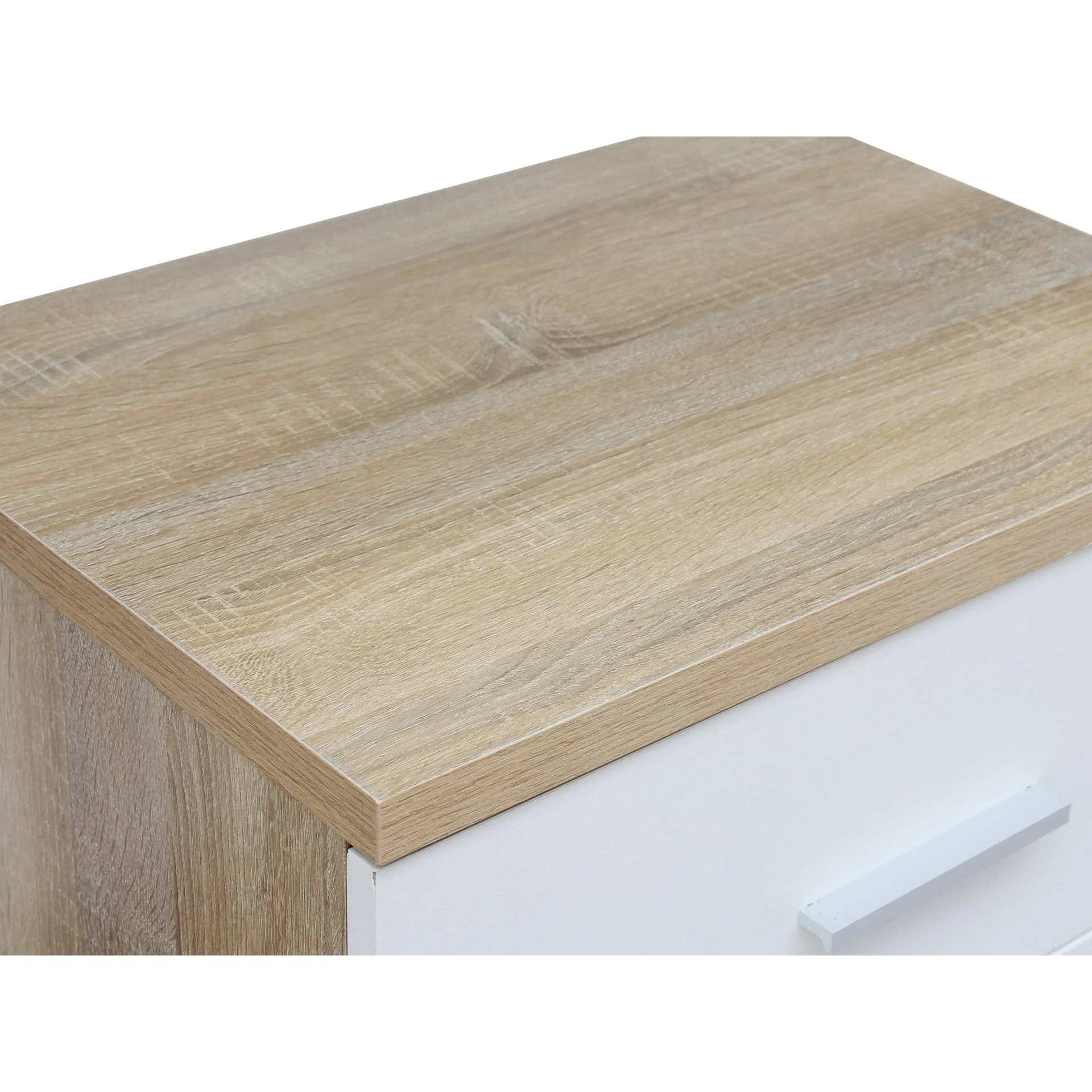 Bram Bedside Table - Oak + White - Image 7