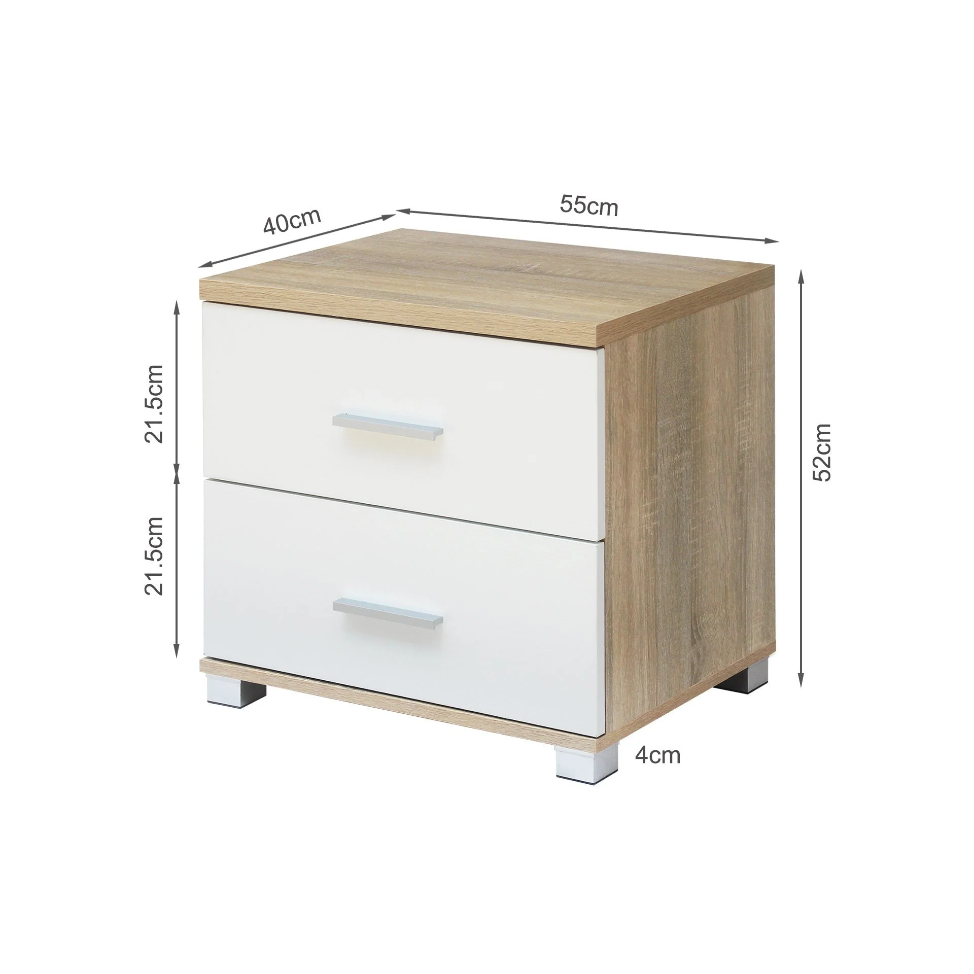 Bram Bedside Table - Oak + White - Image 8
