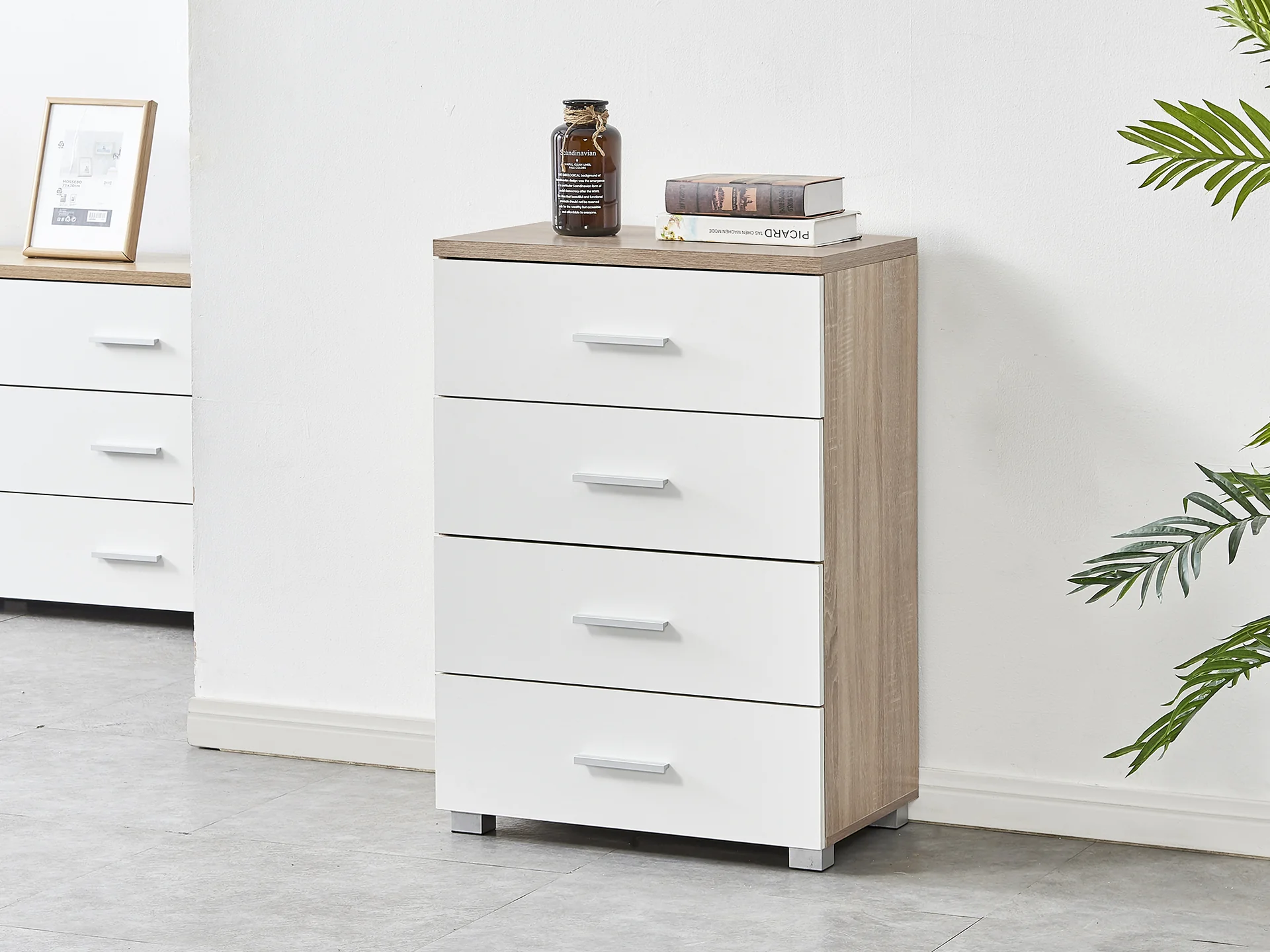 Bram Tallboy 4 Drawer Chest Dresser - Oak - Image 4