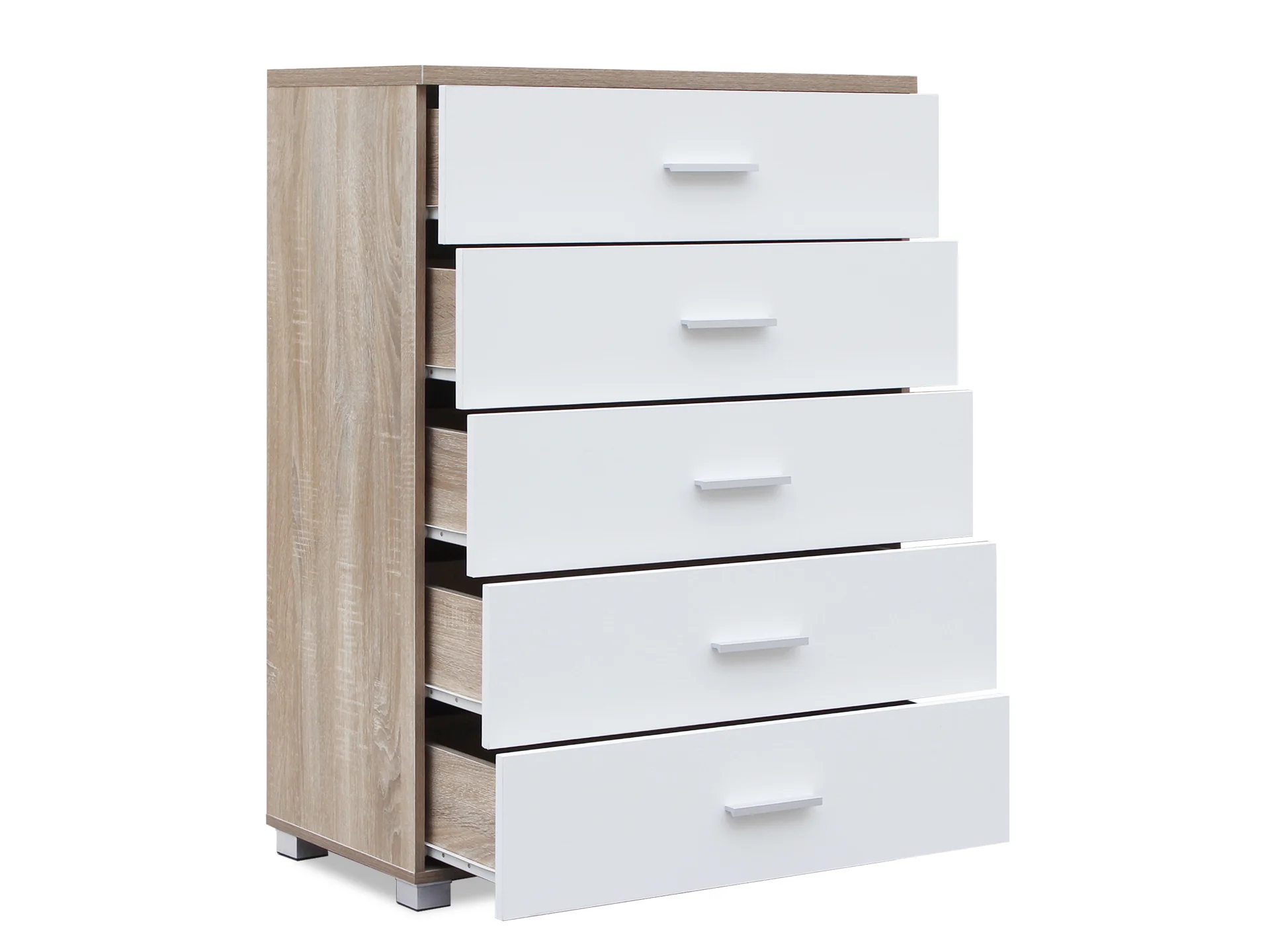 Bram Tallboy 5 Drawer Chest Dresser - Oak - Image 5