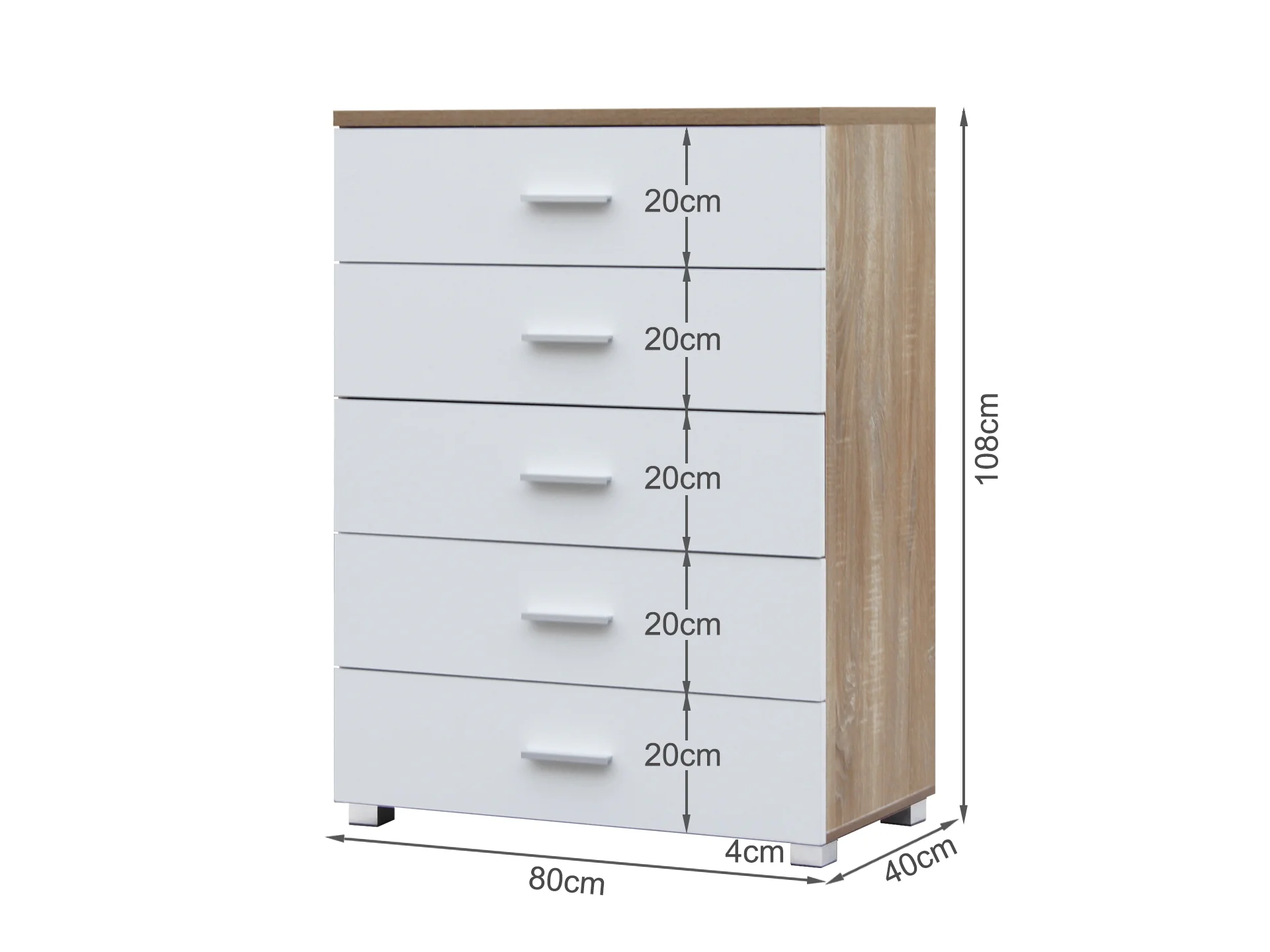 Bram Tallboy 5 Drawer Chest Dresser - Oak - Image 9