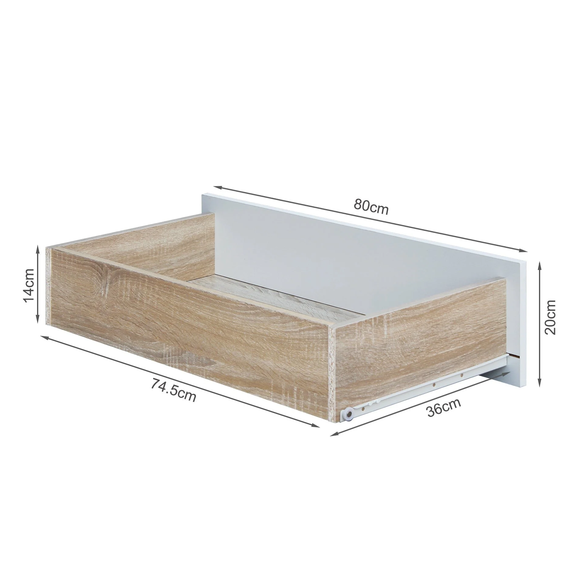 Bram Tallboy 5 Drawer Chest Dresser - Oak + White - Image 14