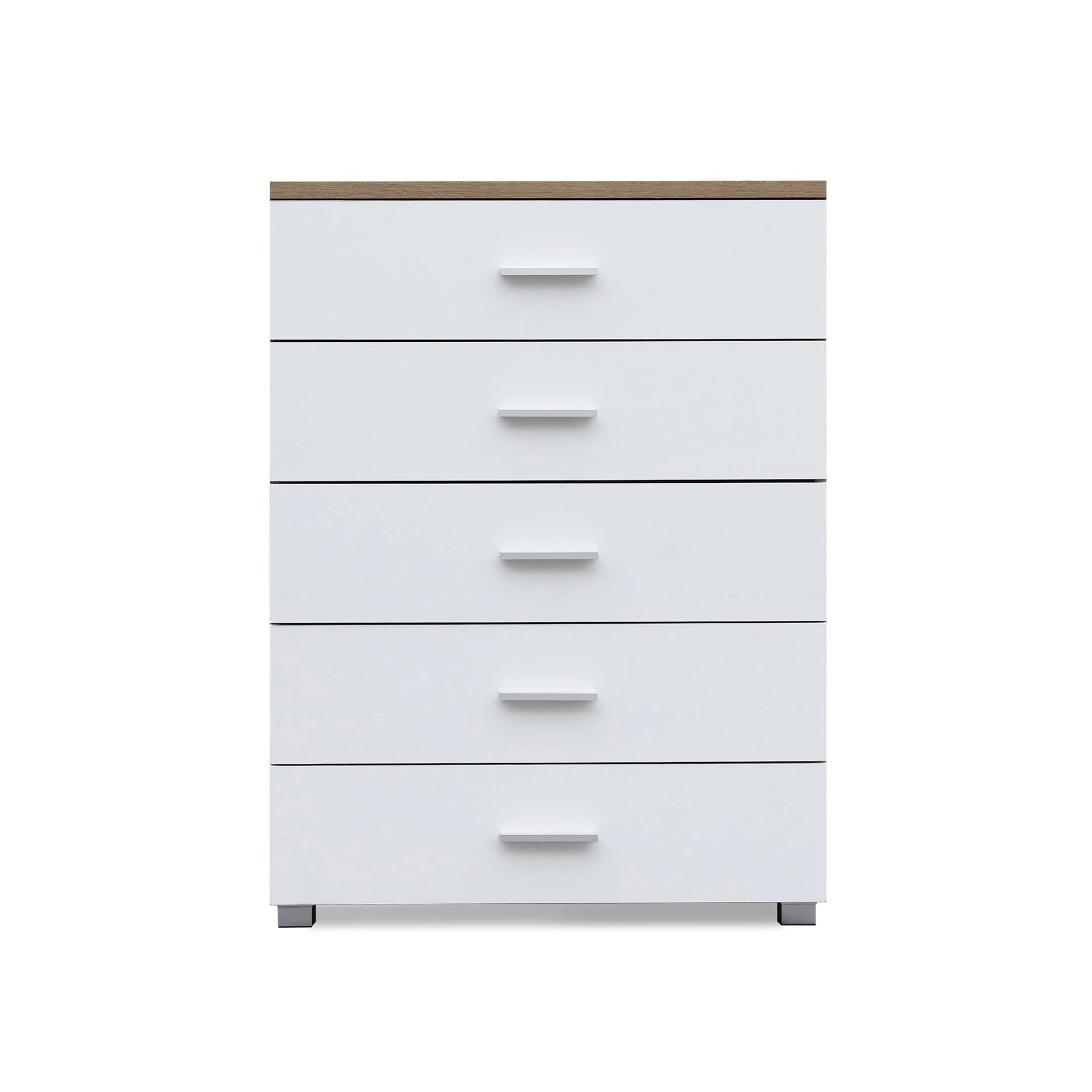 Bram Tallboy 5 Drawer Chest Dresser - Oak + White - Image 8