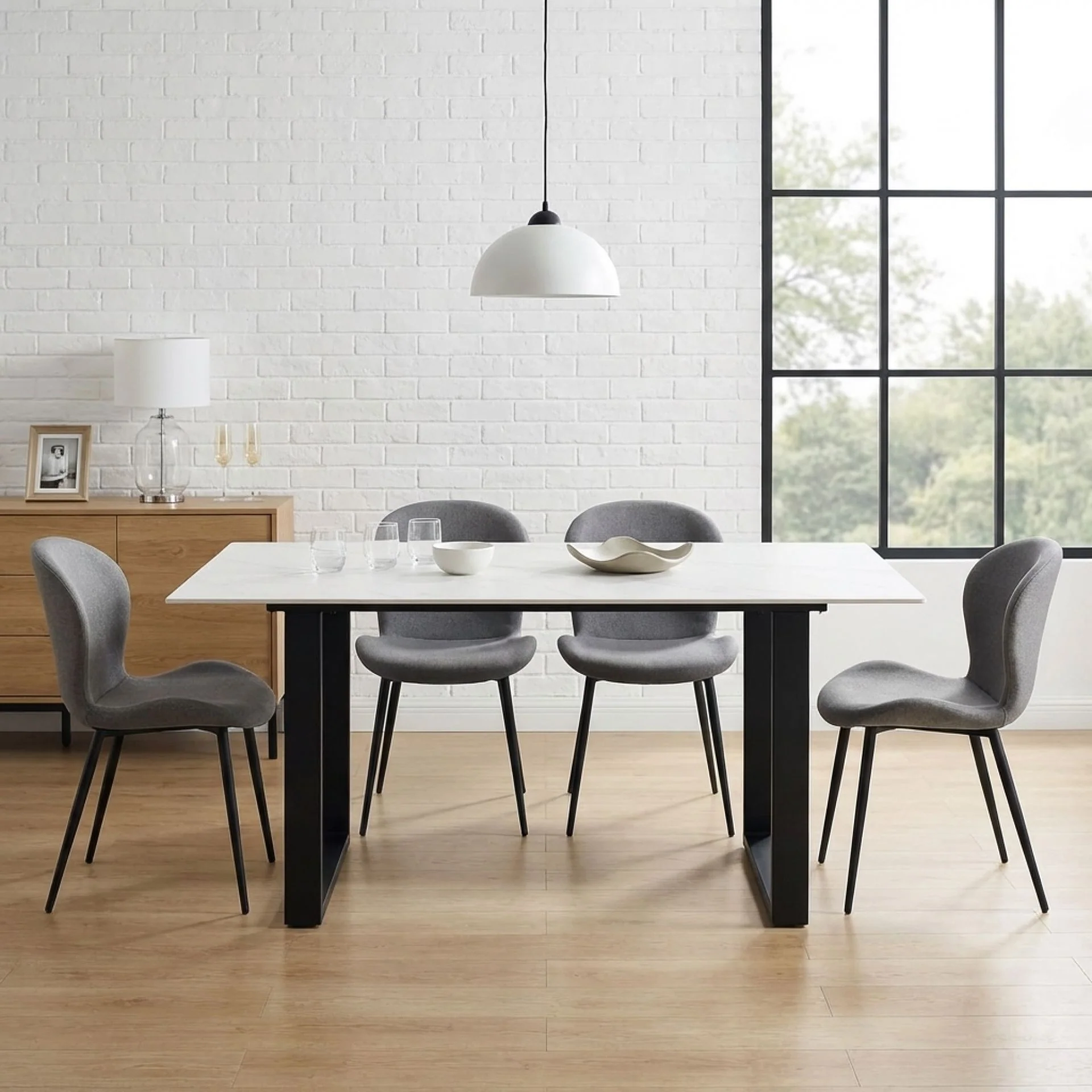Bridger Matt Ceramic Dining Table 160 x 90cm - White + Black - Image 5