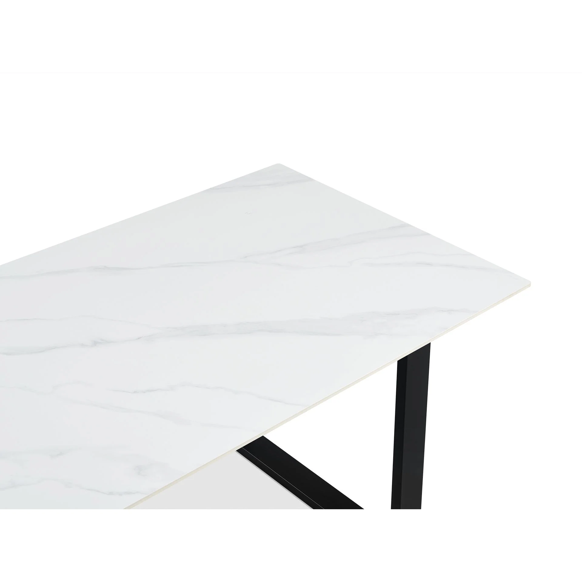 Bridger Matt Ceramic Dining Table 160 x 90cm - White + Black - Image 8