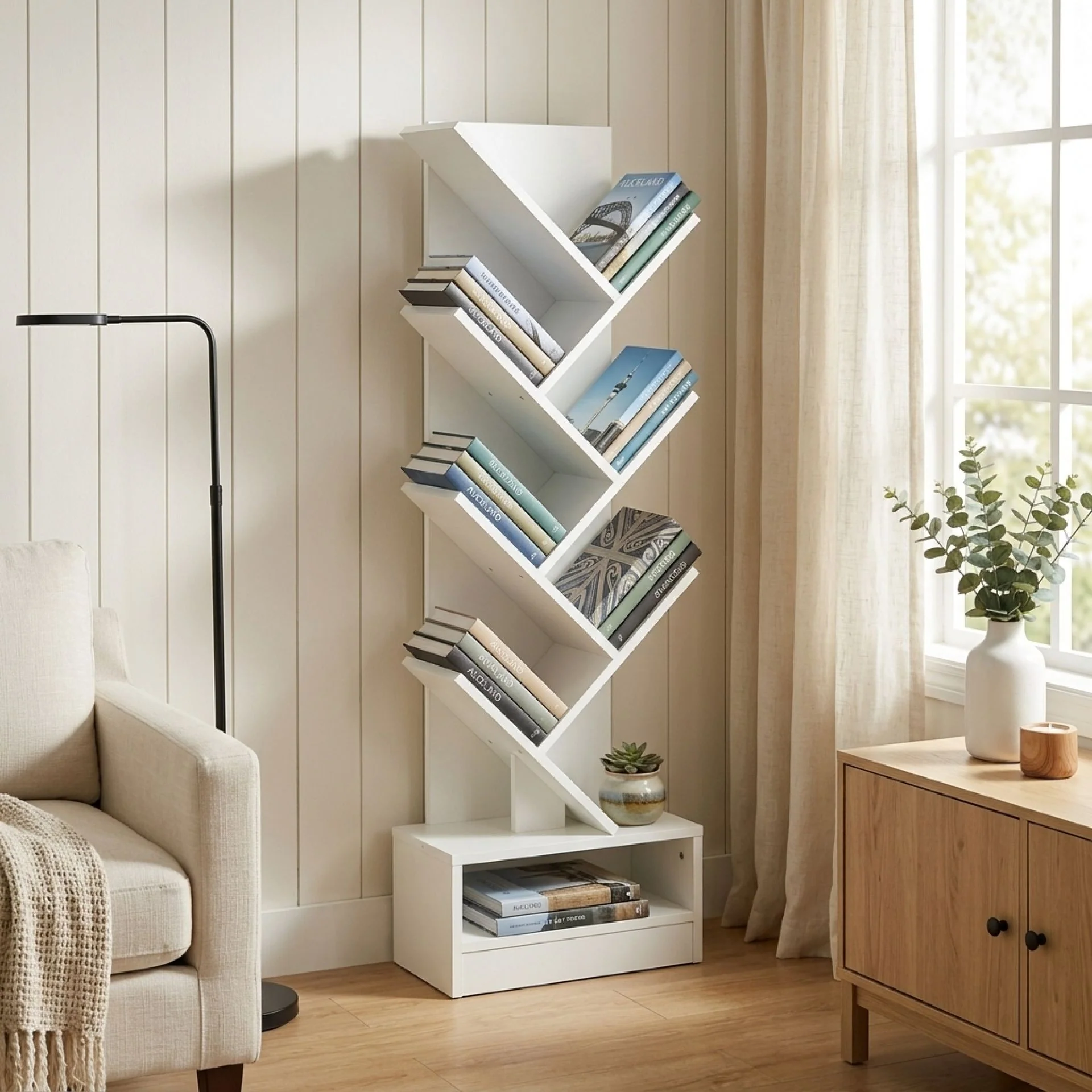 Briza 7 Tier Tree Bookshelf - White