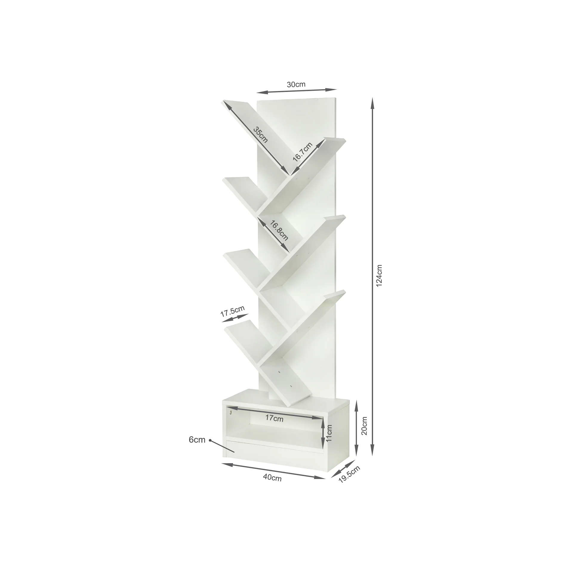 Briza 7 Tier Tree Bookshelf - White - Image 13