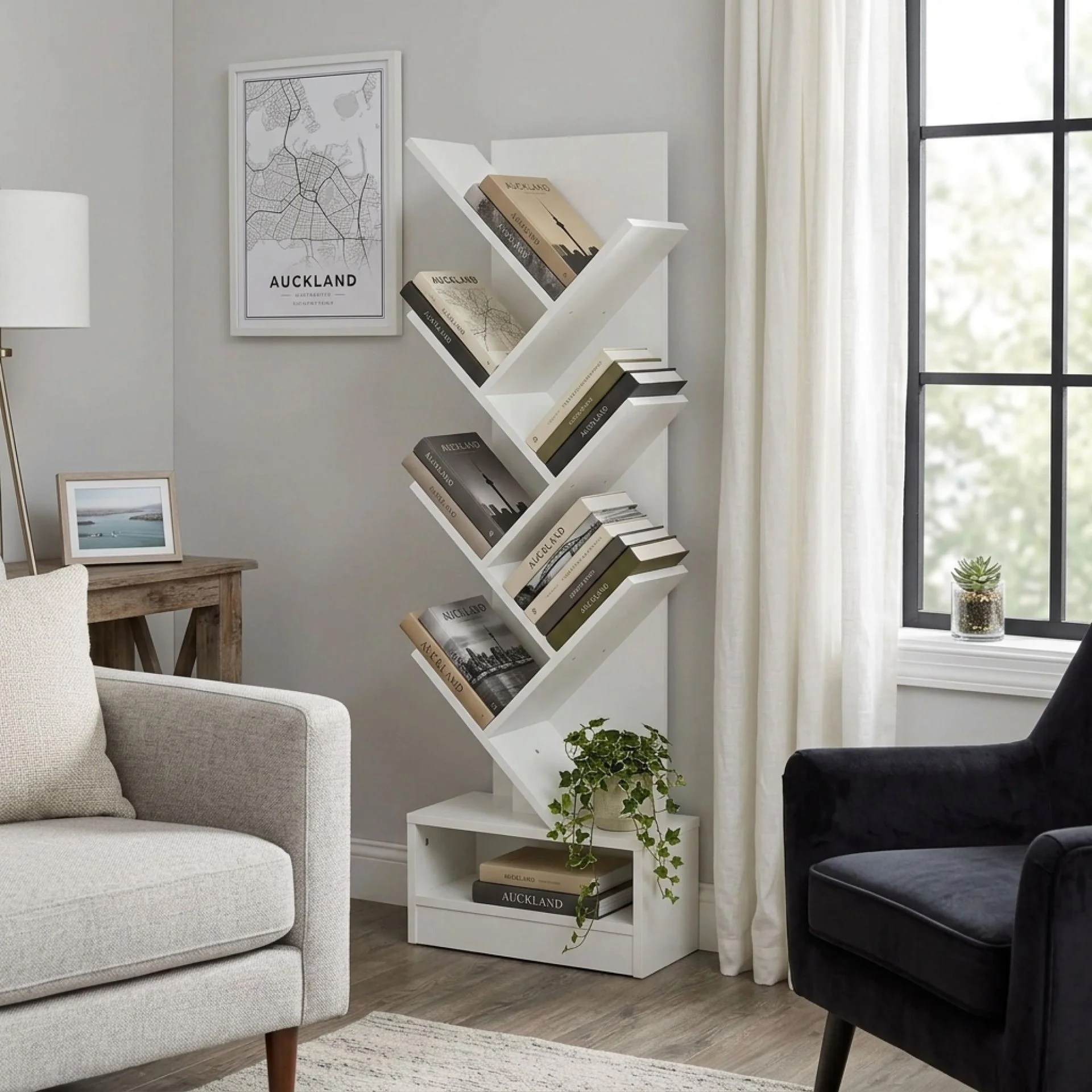 Briza 7 Tier Tree Bookshelf - White - Image 3