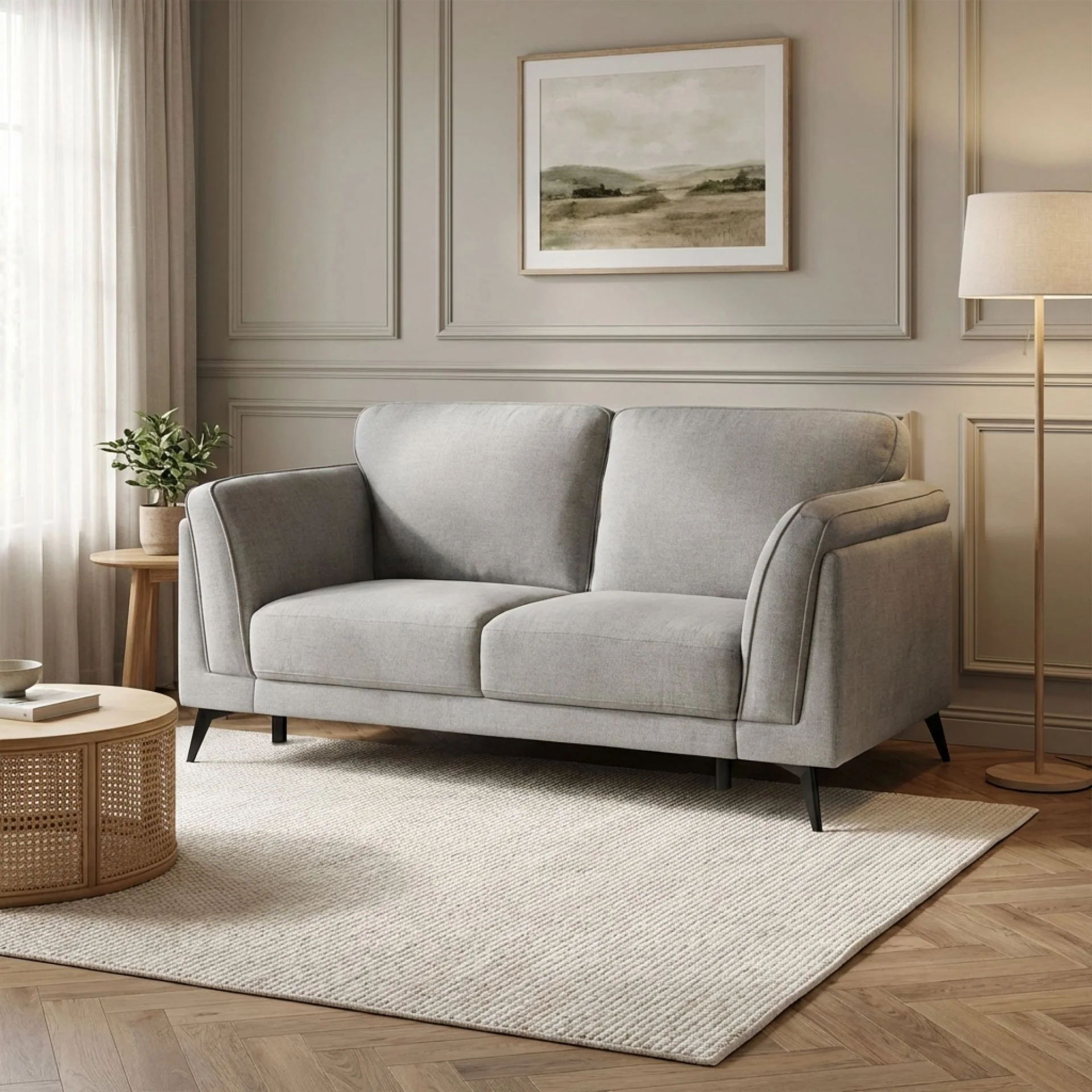 Brulo Linen 2 Seater Sofa - Grey - Image 3