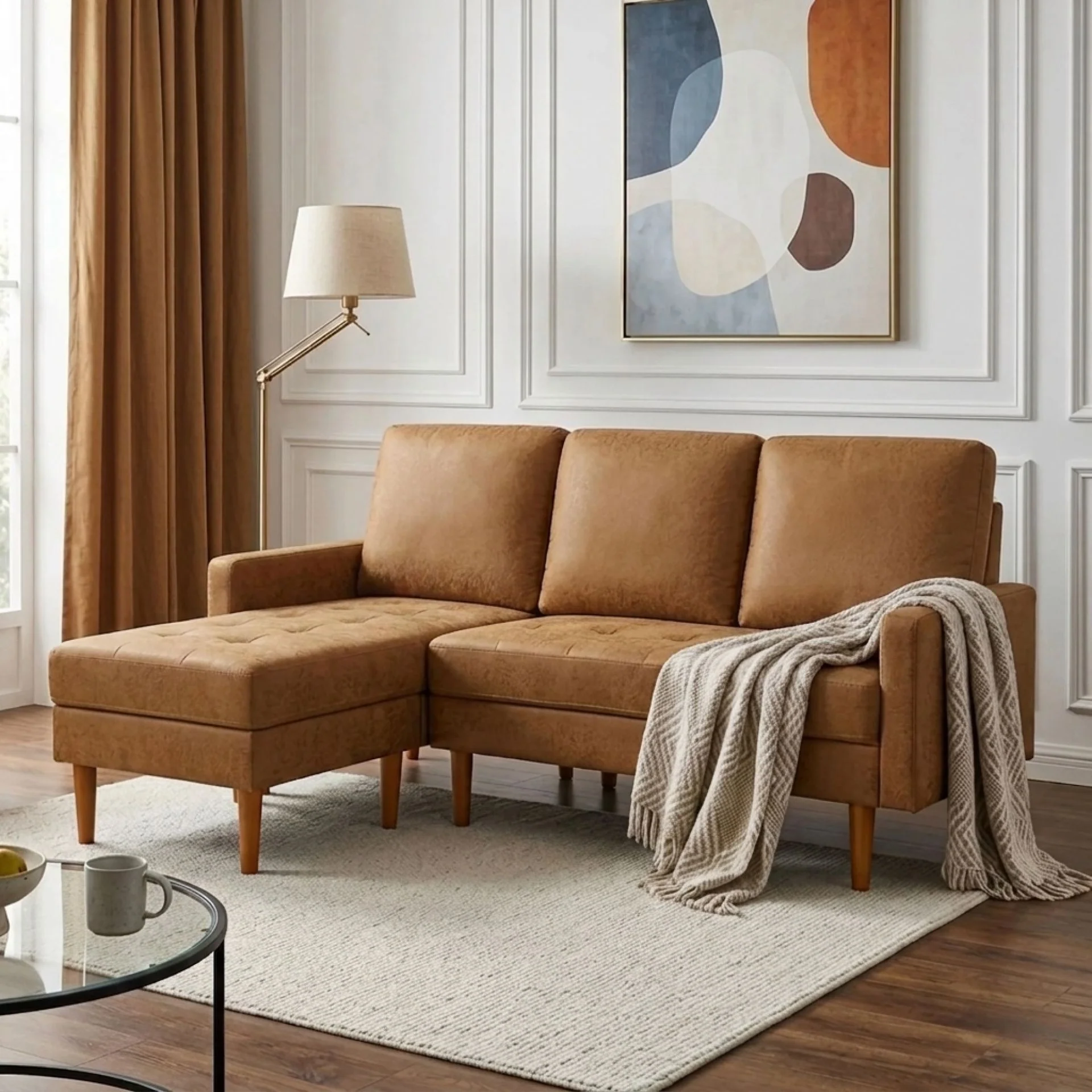 Brynlee 3 Seater Sofa with Left Facing Chaise - Brown - Image 3