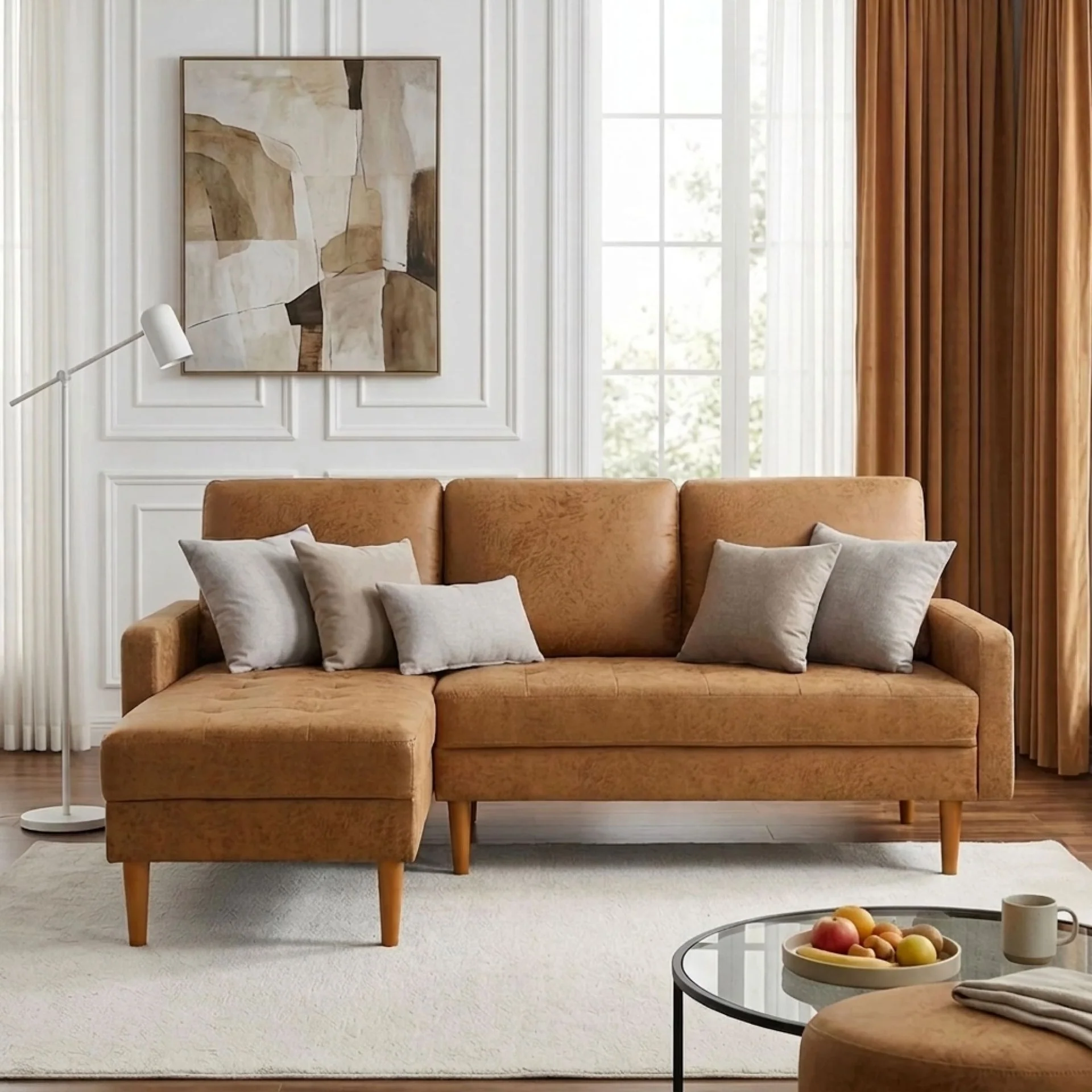 Brynlee 3 Seater Sofa with Left Facing Chaise - Brown - Image 4
