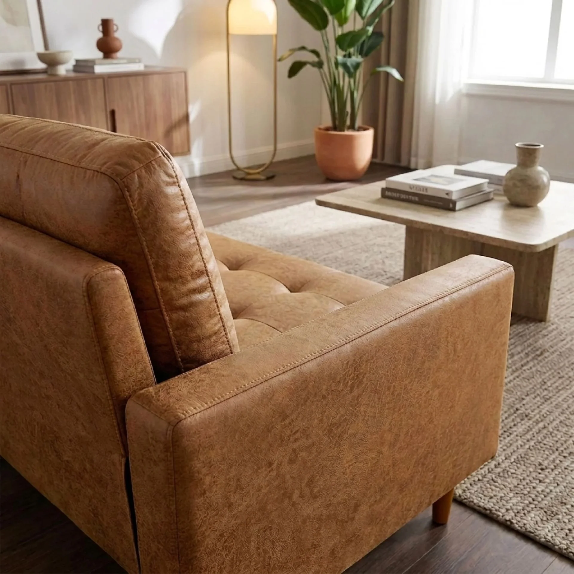 Brynlee 3 Seater Sofa with Left Facing Chaise - Brown - Image 5