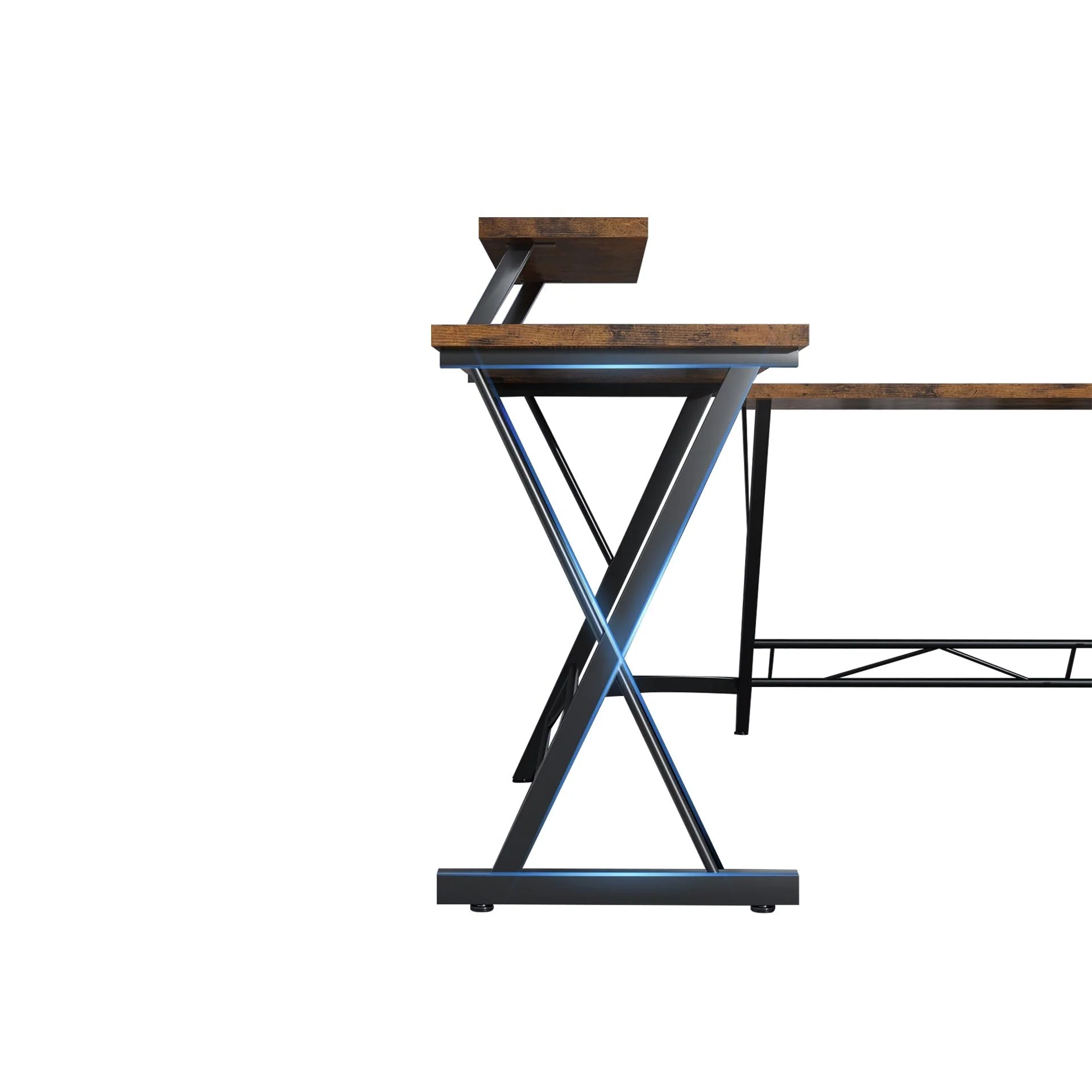 Callan Computer Corner Desk with Storage Bag - Rustic Brown - Image 4