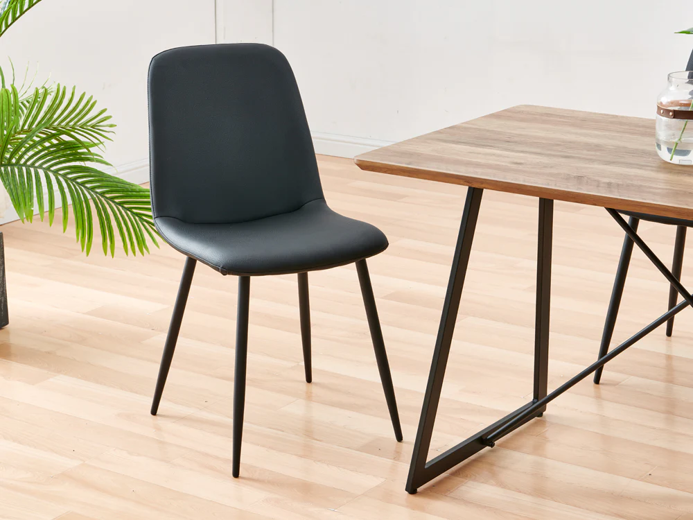CALLIE 4PCS PU Leather Dining Chair - DARK GREY - Image 4