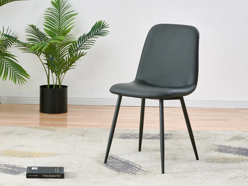 CALLIE 4PCS PU Leather Dining Chair - DARK GREY - Image 5