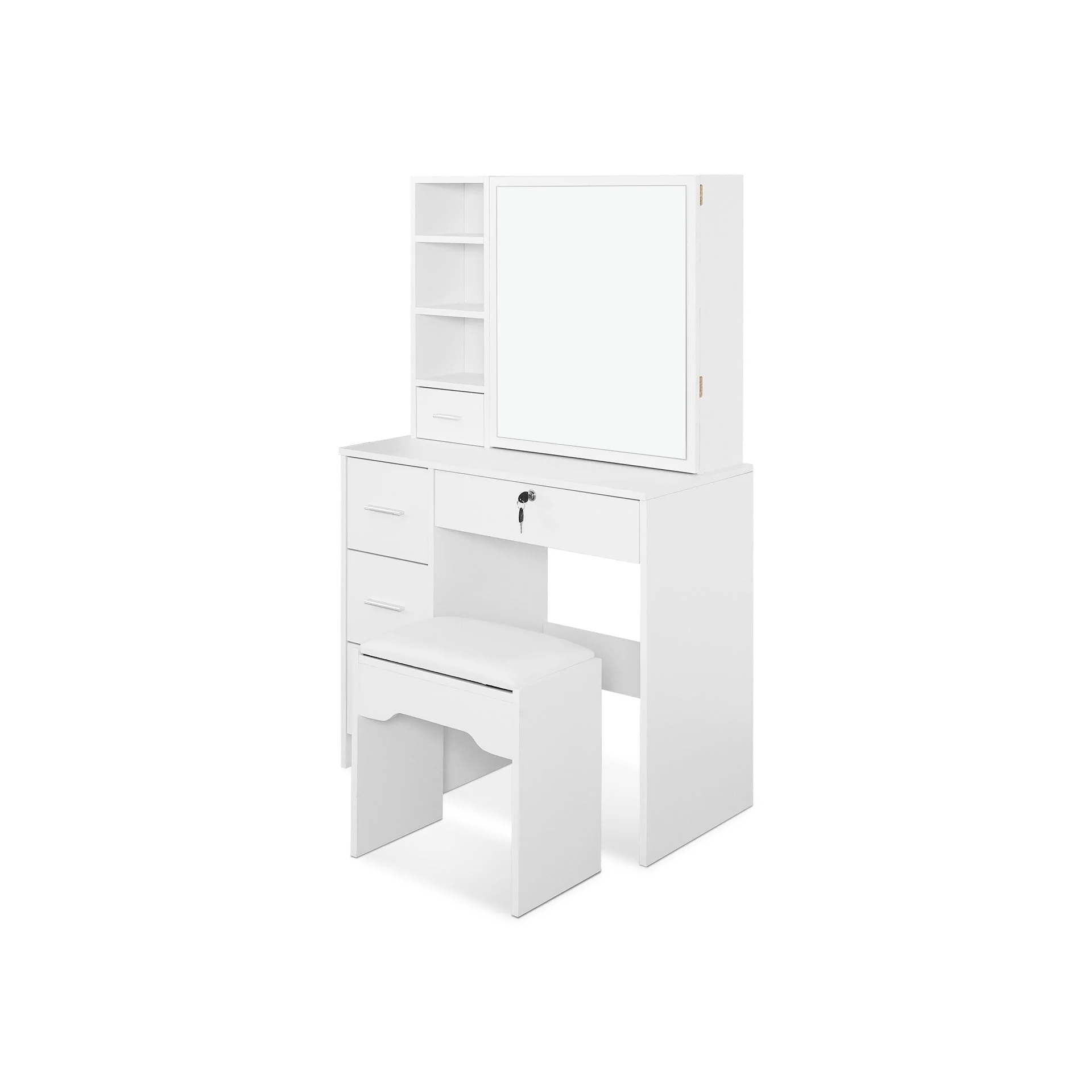Carnation Dressing Table with Drawers Set 2pcs - White - Image 13