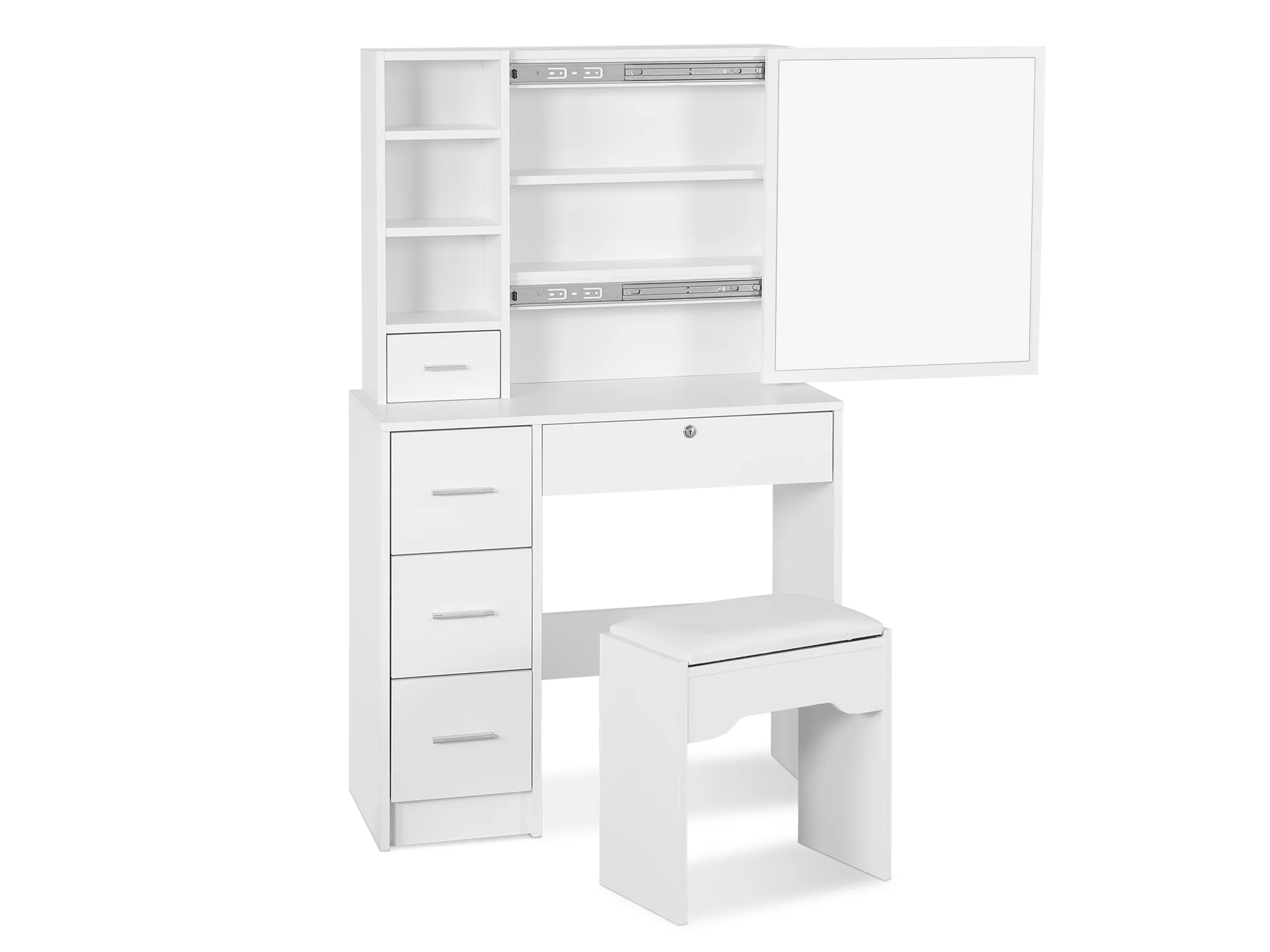 Carnation Dressing Table With Drawers Set 2pcs - White - Image 5
