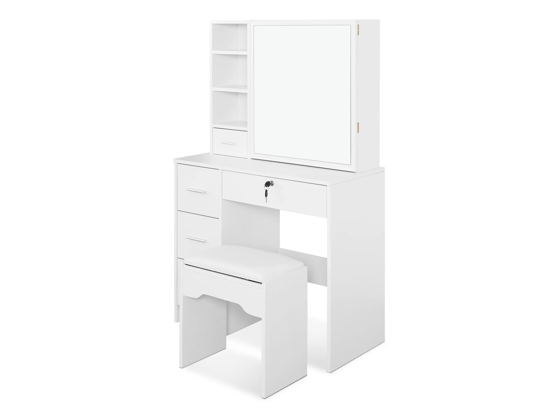 Carnation Dressing Table With Drawers Set 2pcs - White - Image 6