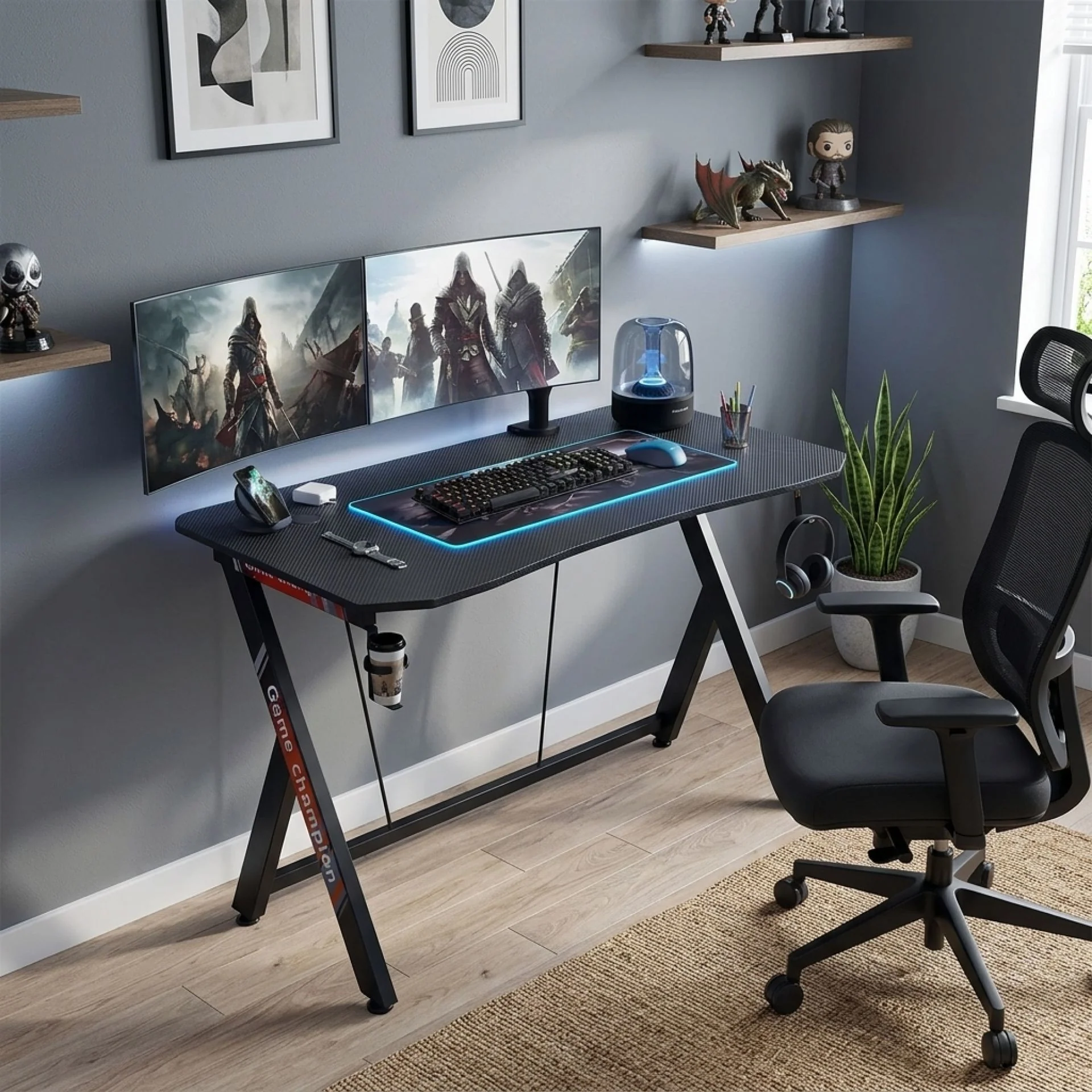 Carson 120cm Gaming Desk - Carbon Black