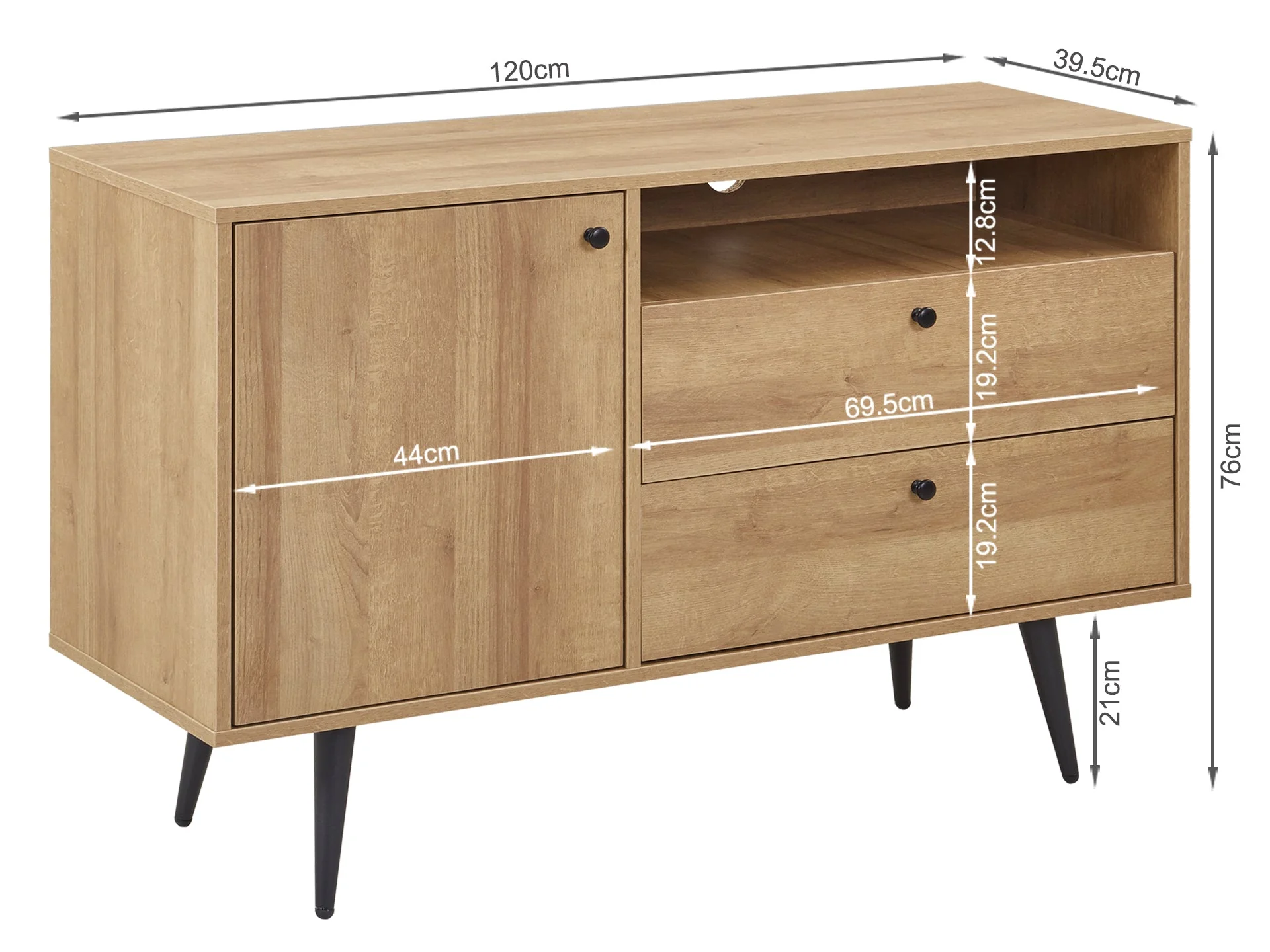 CARSON Sideboard Buffet Table - OAK - Image 9