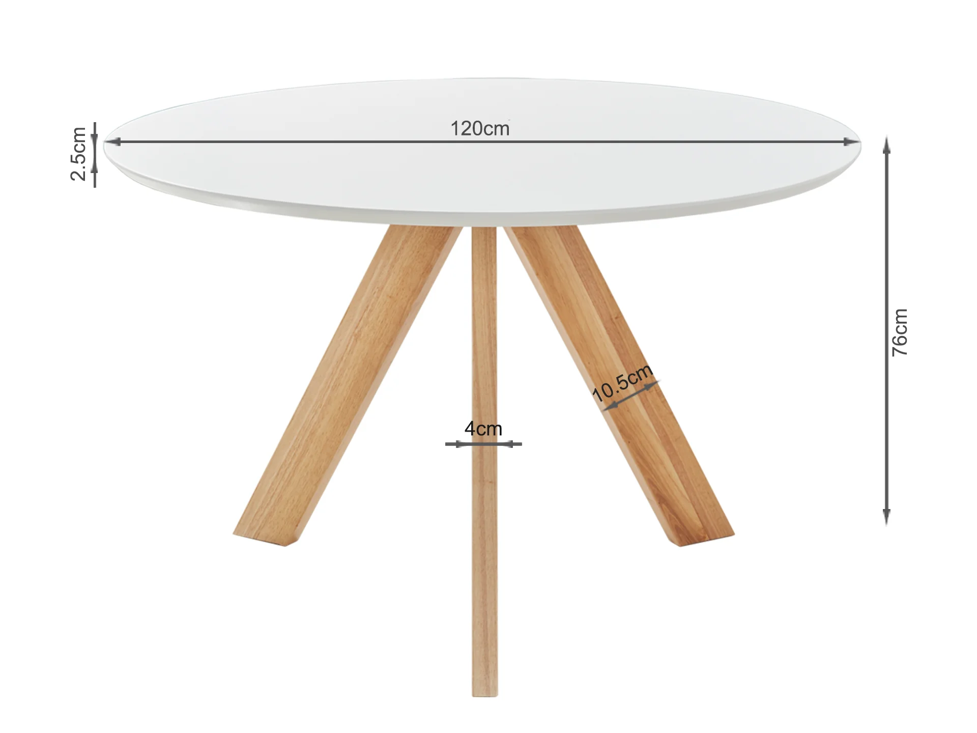Cato Dining Table Round 120 x 74cm - White - Image 7