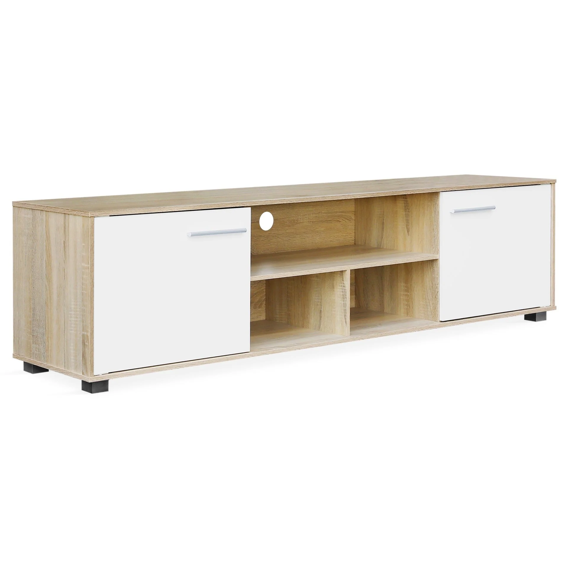 Cauto 1.8m Entertainment Unit - Oak + White - Image 8