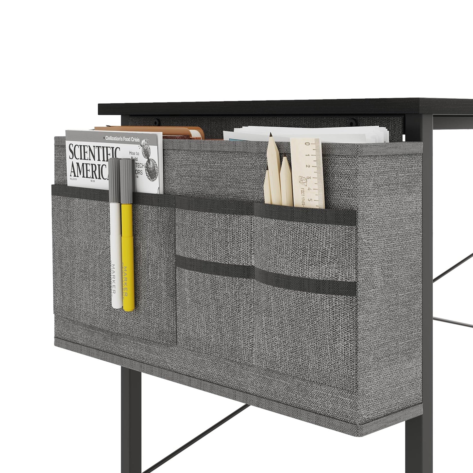 Cayden 100cm Computer Desk with Storage Bag - Black - Image 9