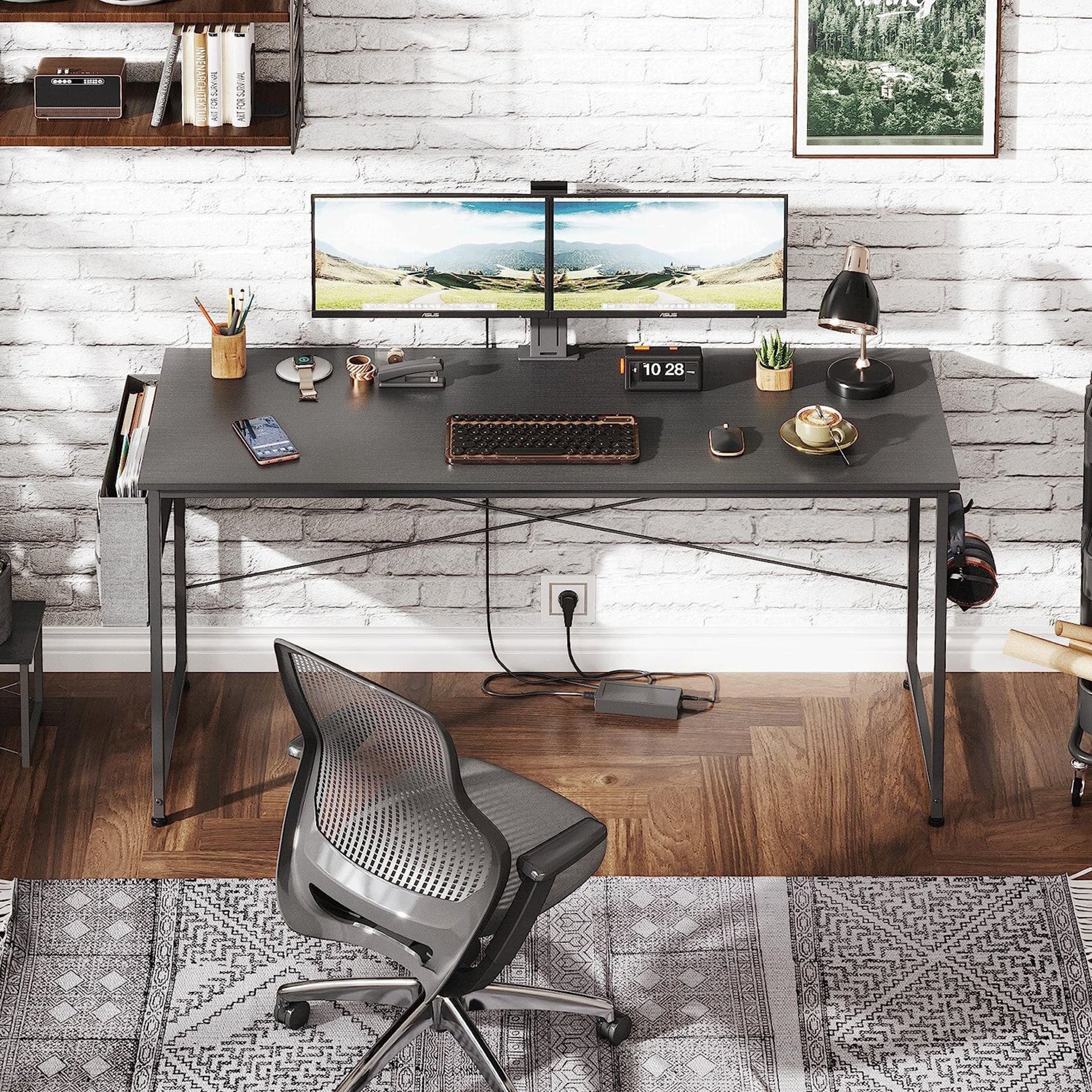 Cayden 140cm Computer Desk with Storage Bag - Black