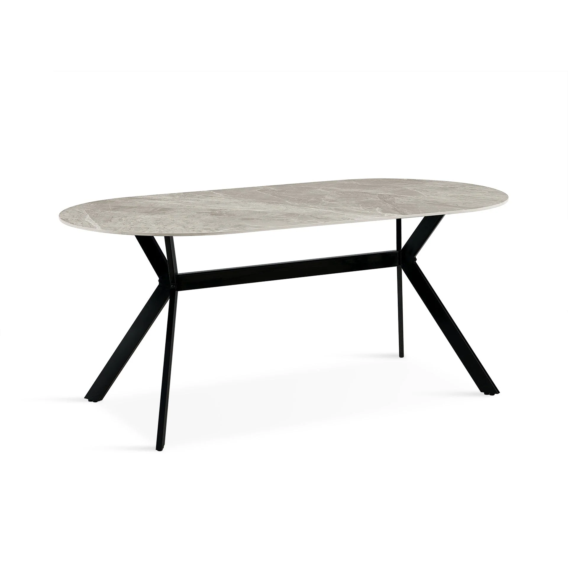 Cedar Gloss Ceramic Dining Table 180 x 90cm - Light Grey + Black - Image 10