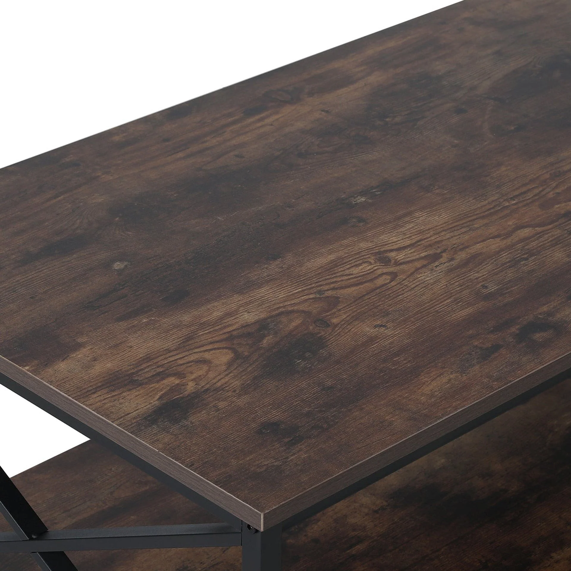 Chad Rectangle Coffee Table - Rustic Brown + Black - Image 9