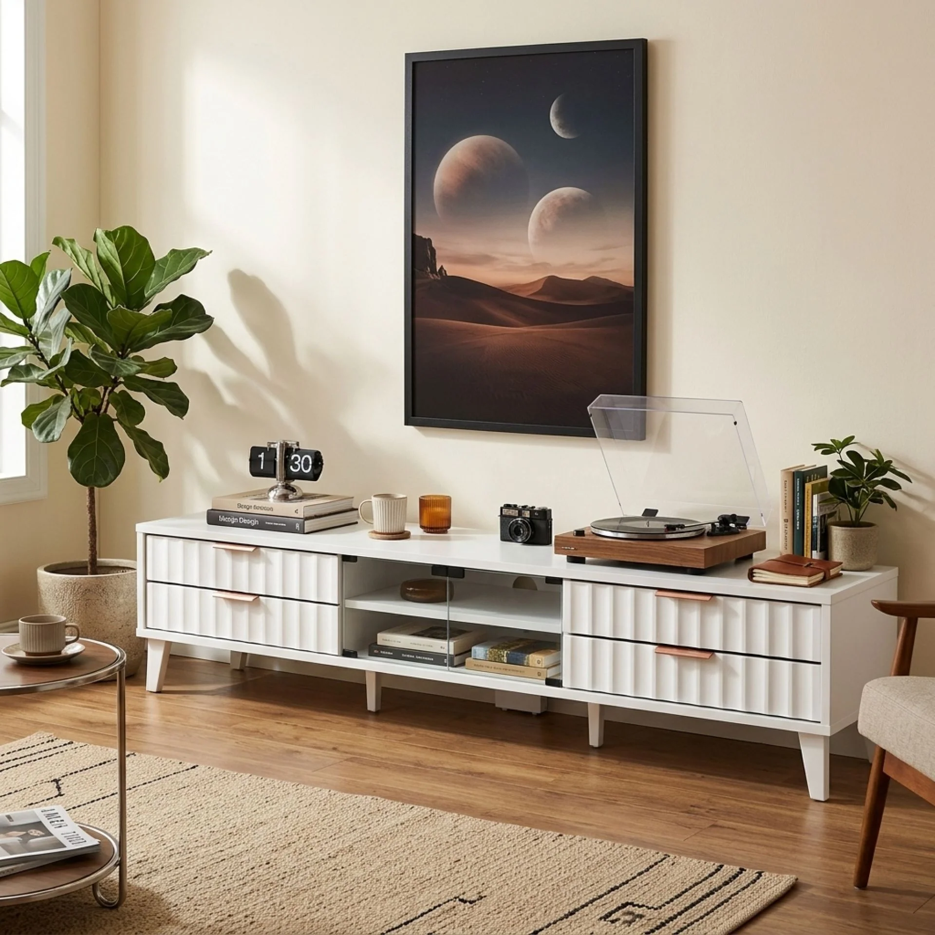 Charlie 1.8m Entertainment Unit - White - Image 3