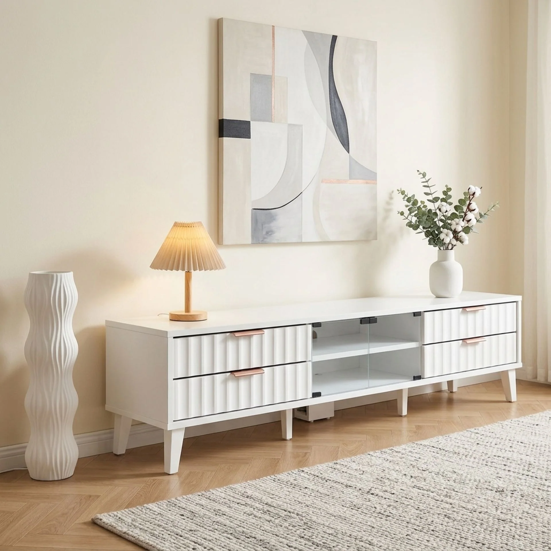 Charlie 1.8m Entertainment Unit - White - Image 4