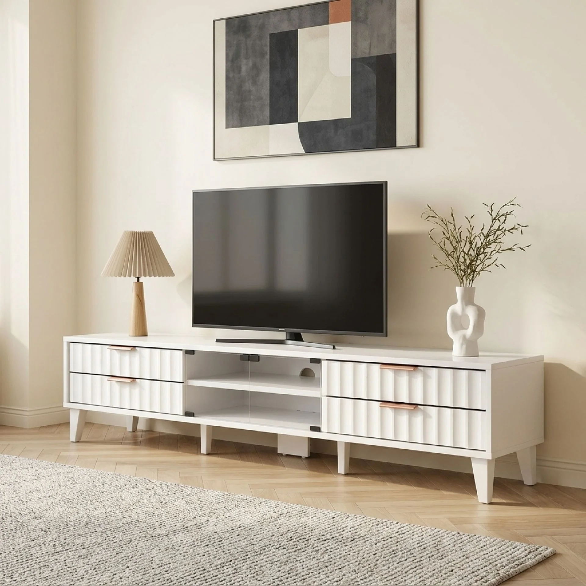 Charlie 1.8m Entertainment Unit - White - Image 5