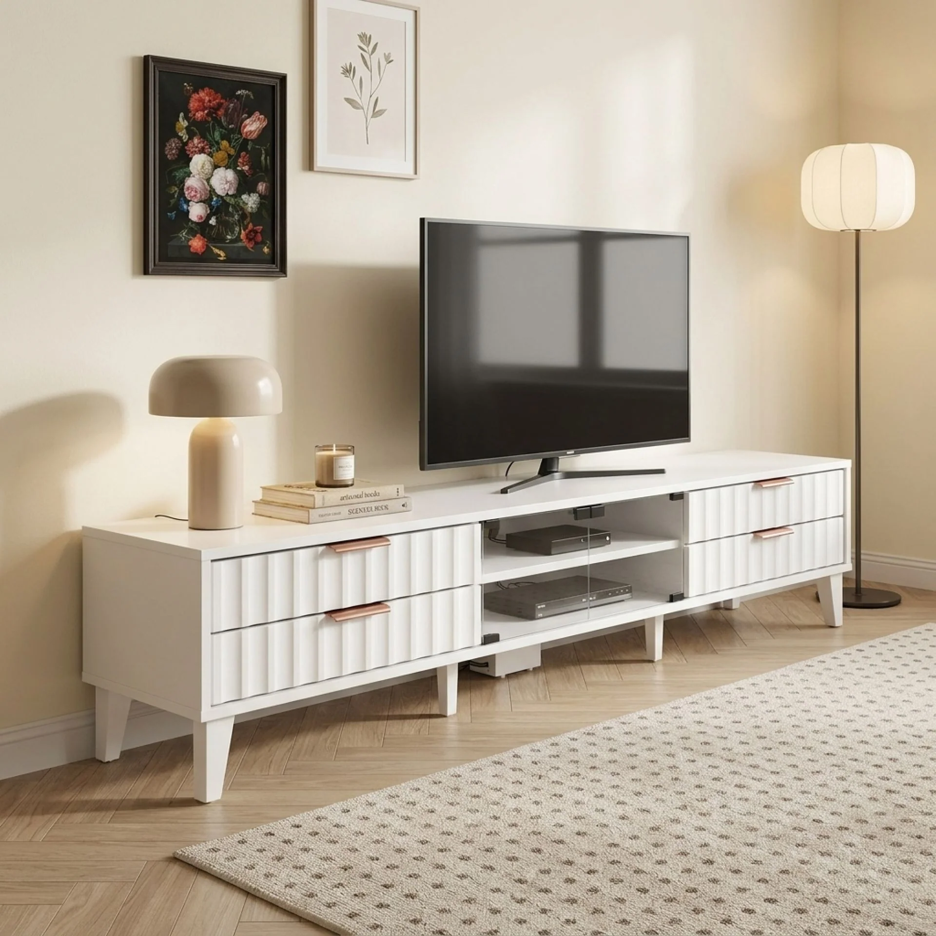 Charlie 1.8m Entertainment Unit - White - Image 6