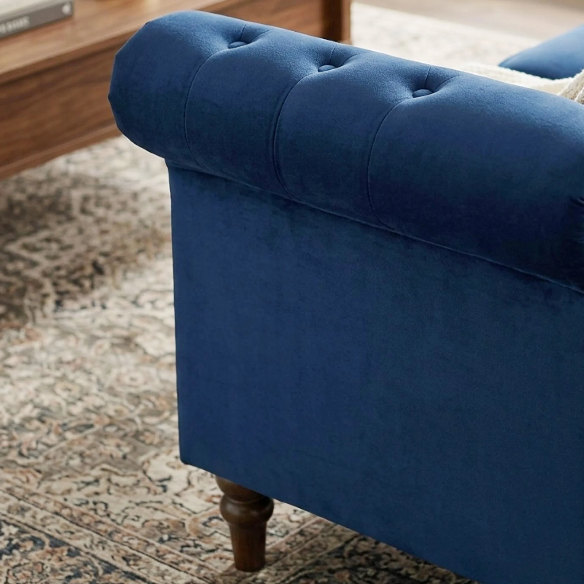 Chesley Velvet 2 Seater Sofa - Navy Blue - Image 3