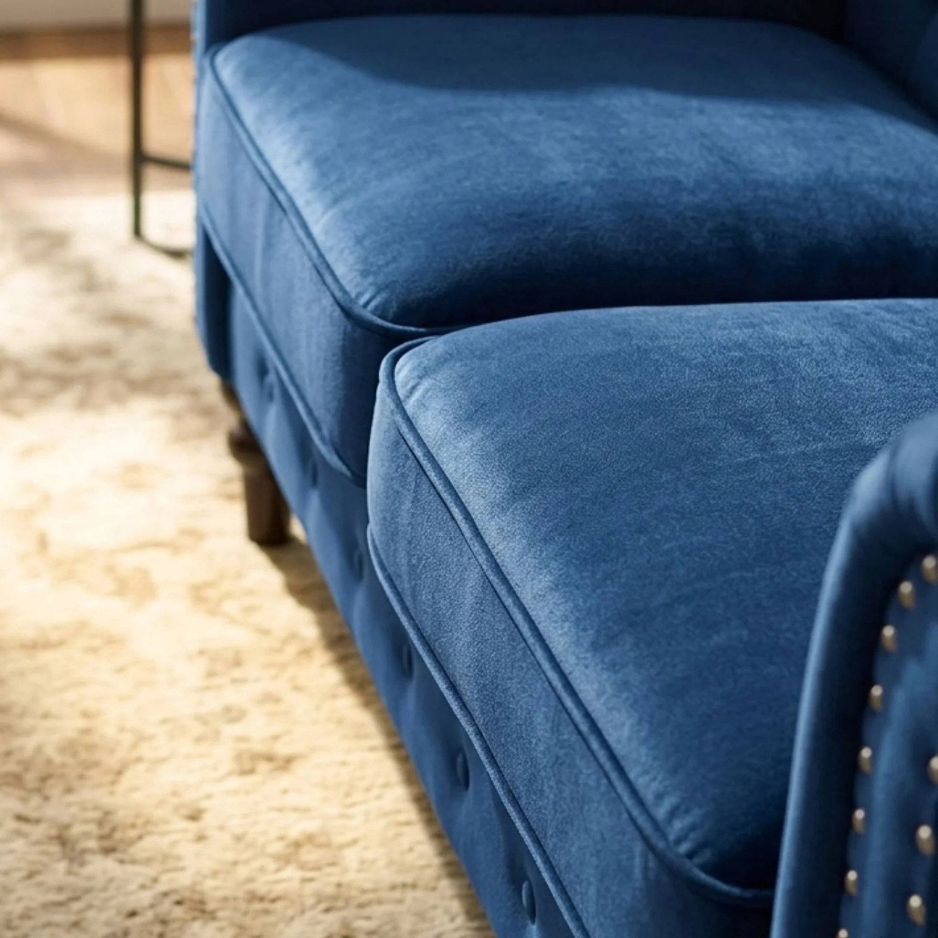 Chesley Velvet 2 Seater Sofa - Navy Blue - Image 4